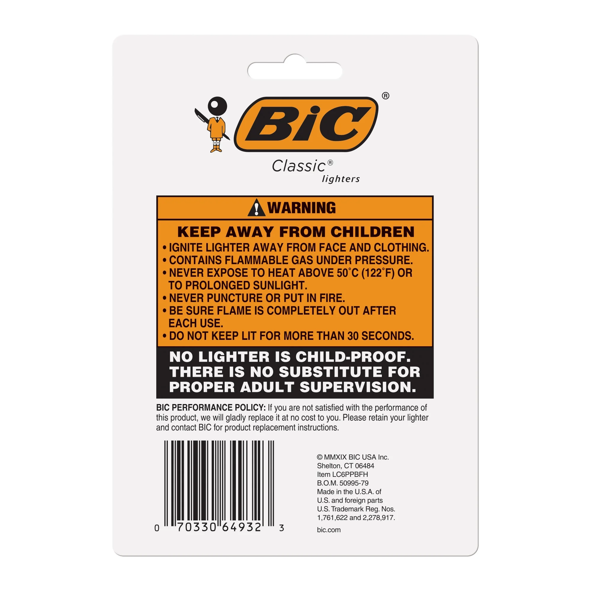 BIC Classic Lighters, Pocket Style, Child Resistant, Assorted Colors, 6 Count