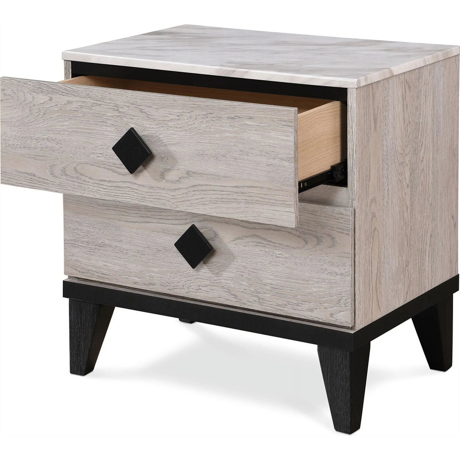 Home Square 2 Drawer Wood Nightstand in Beige Finish - Set of 2