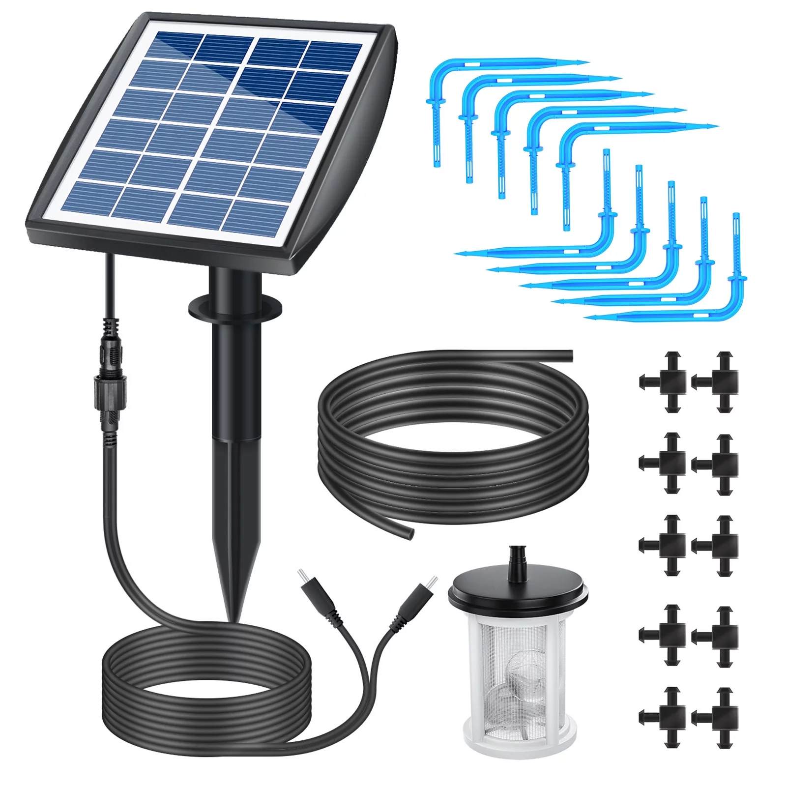 Solar Irrigation Solar Auto Watering System Solar Powered Automatic Drip Irrigation Kit Self Watering Devices with Water Sensor Timer for Plants in Patio Balcony Green House