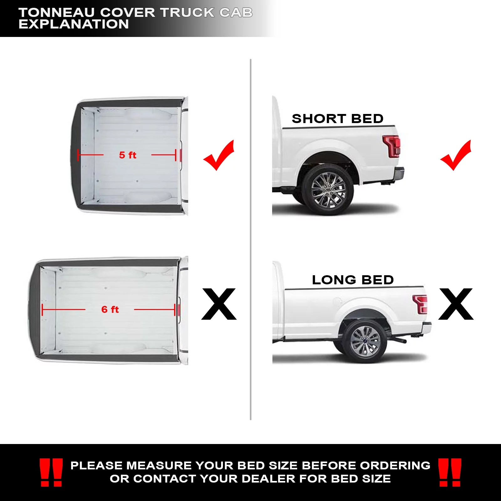 Stehlen 733469489559 Soft Tri-Fold Tonneau Cover with Truck Bed LED Lights For 2015-2022 Chevy Colorado / GMC Canyon 5 Feet ( 60