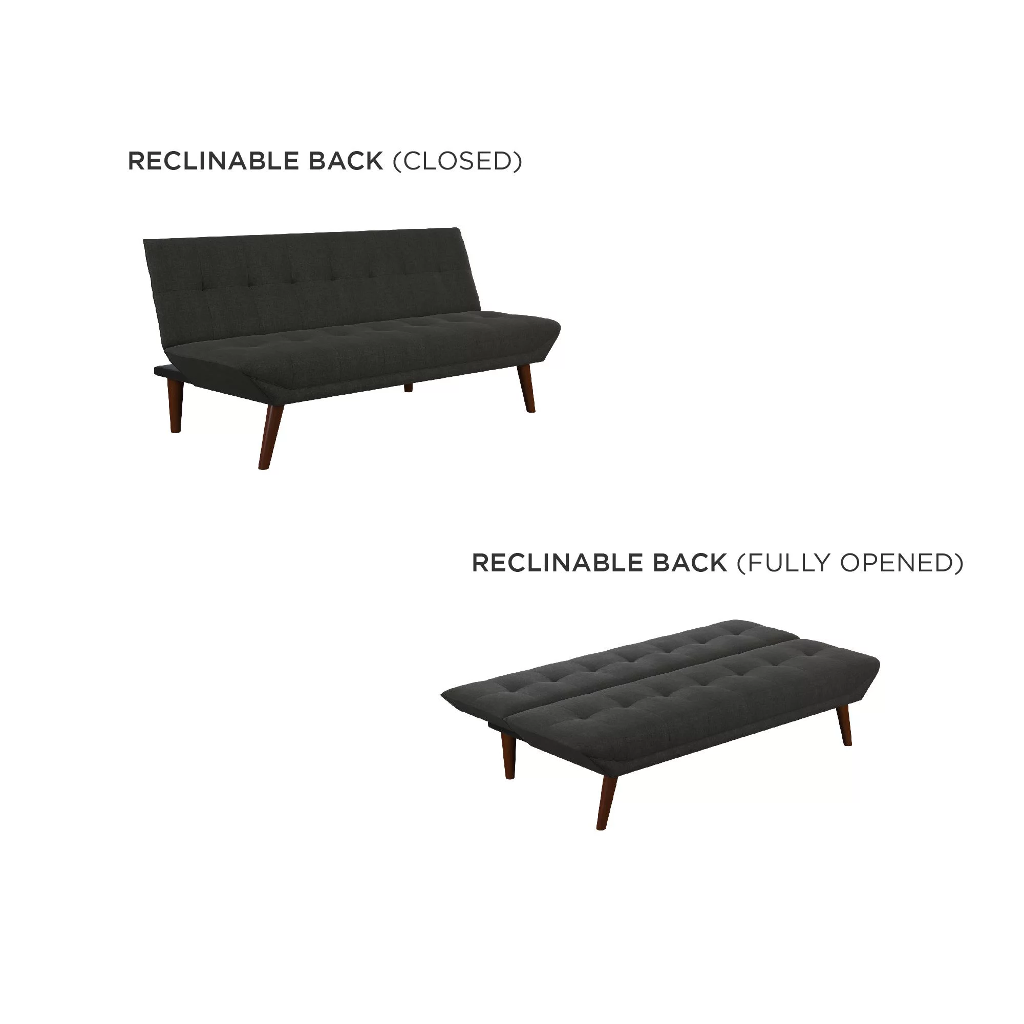 RealRooms Adley Small Space Modern Futon, Green, Navy, Dark Gray, Mustard