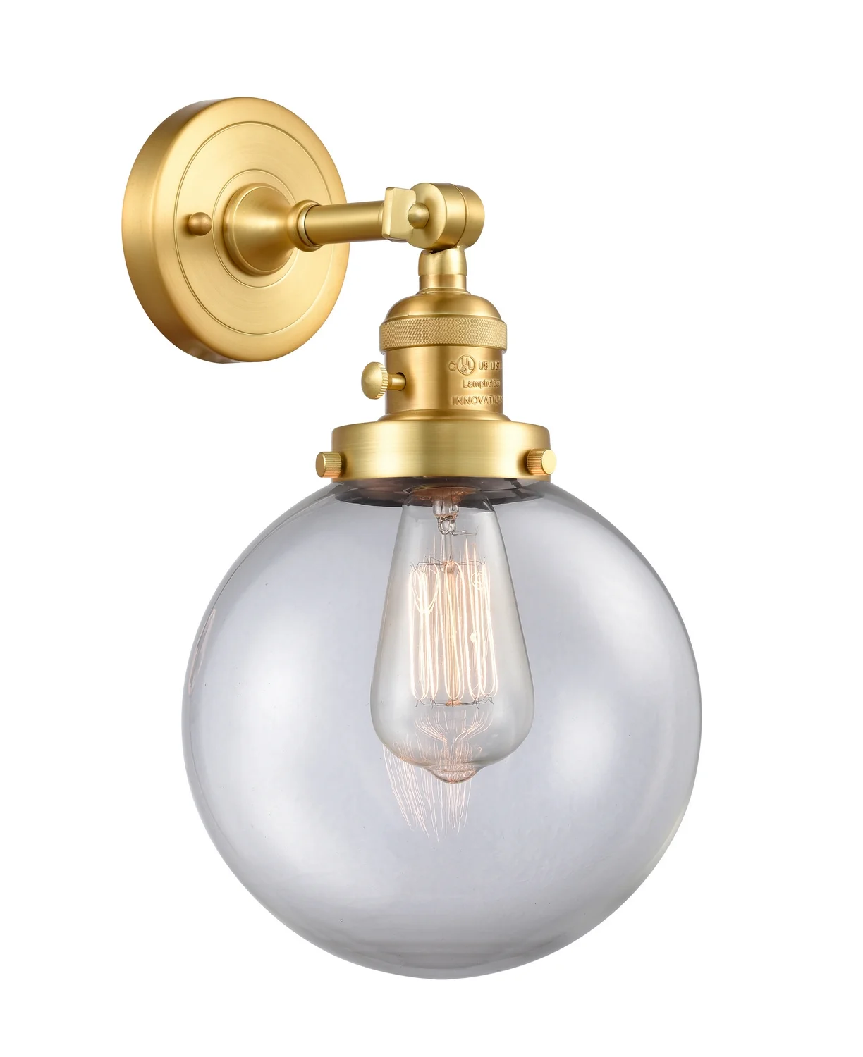 Innovations 203SW-SG-G202-8 Large Beacon 1 Light Sconce part of the Franklin Restoration Collection, Satin Gold