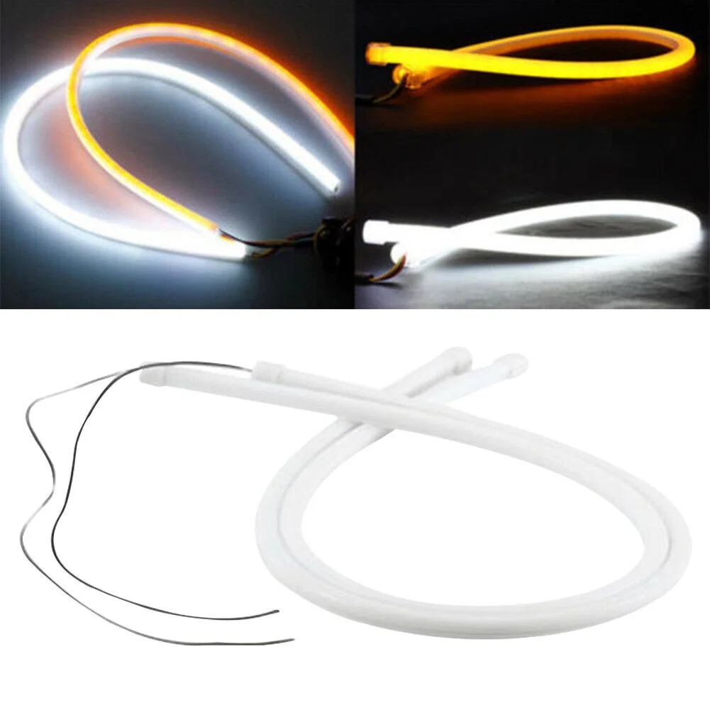 Dual Color Switchback Soft Tube Car Headlight DRL LED Light Strip Turn Signal