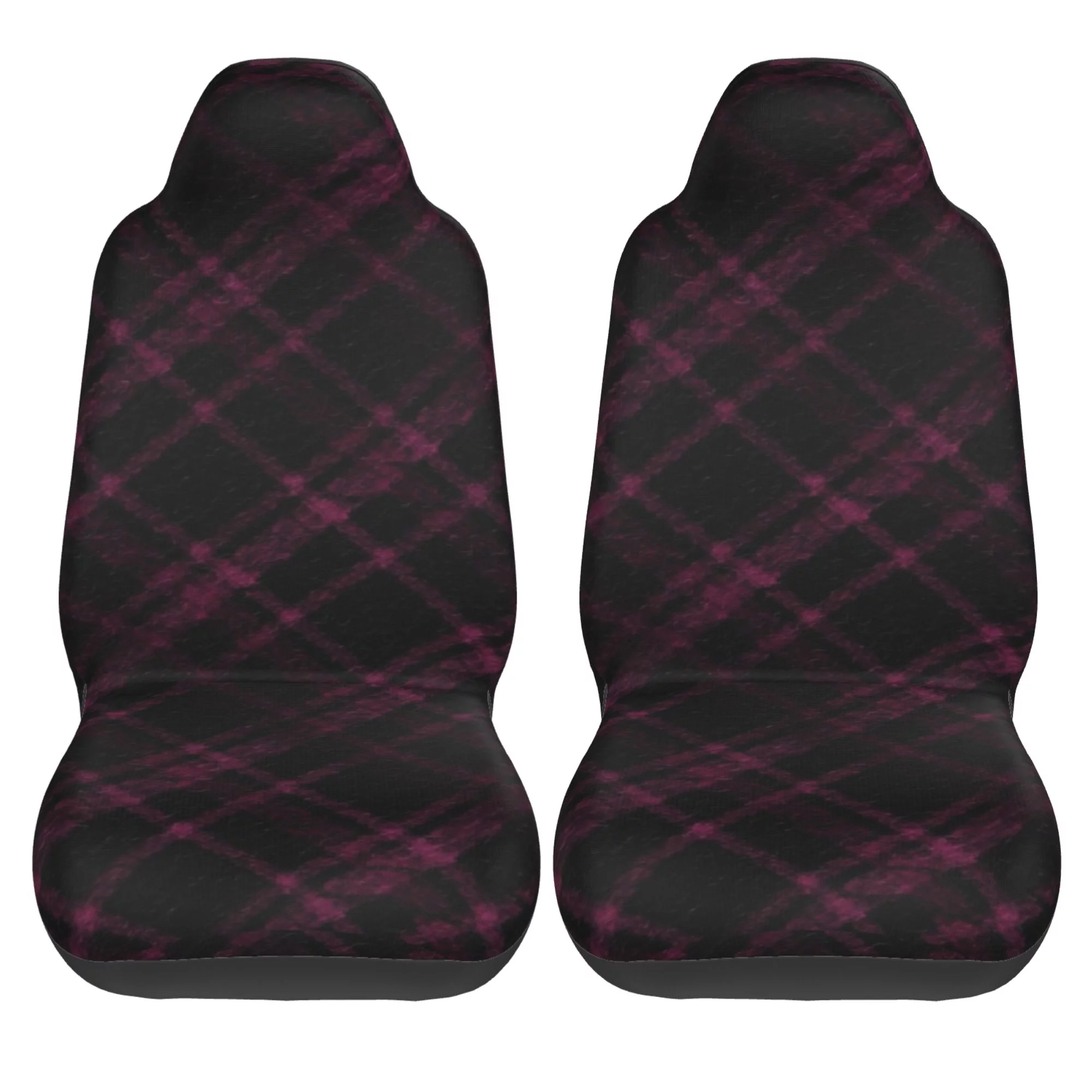 Easy to Install Car Universal Seat Cover, Classic Plaid Four Seasons Universal Front Seat Cover, 2-Piece