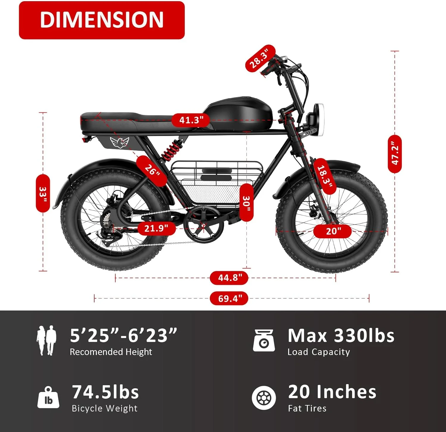 WINDHORSE Smart Electric Bike for Adults with Peak 1500W Motor, 70 Miles 20MPH Commuter E-Bike, 48V 21AH 20