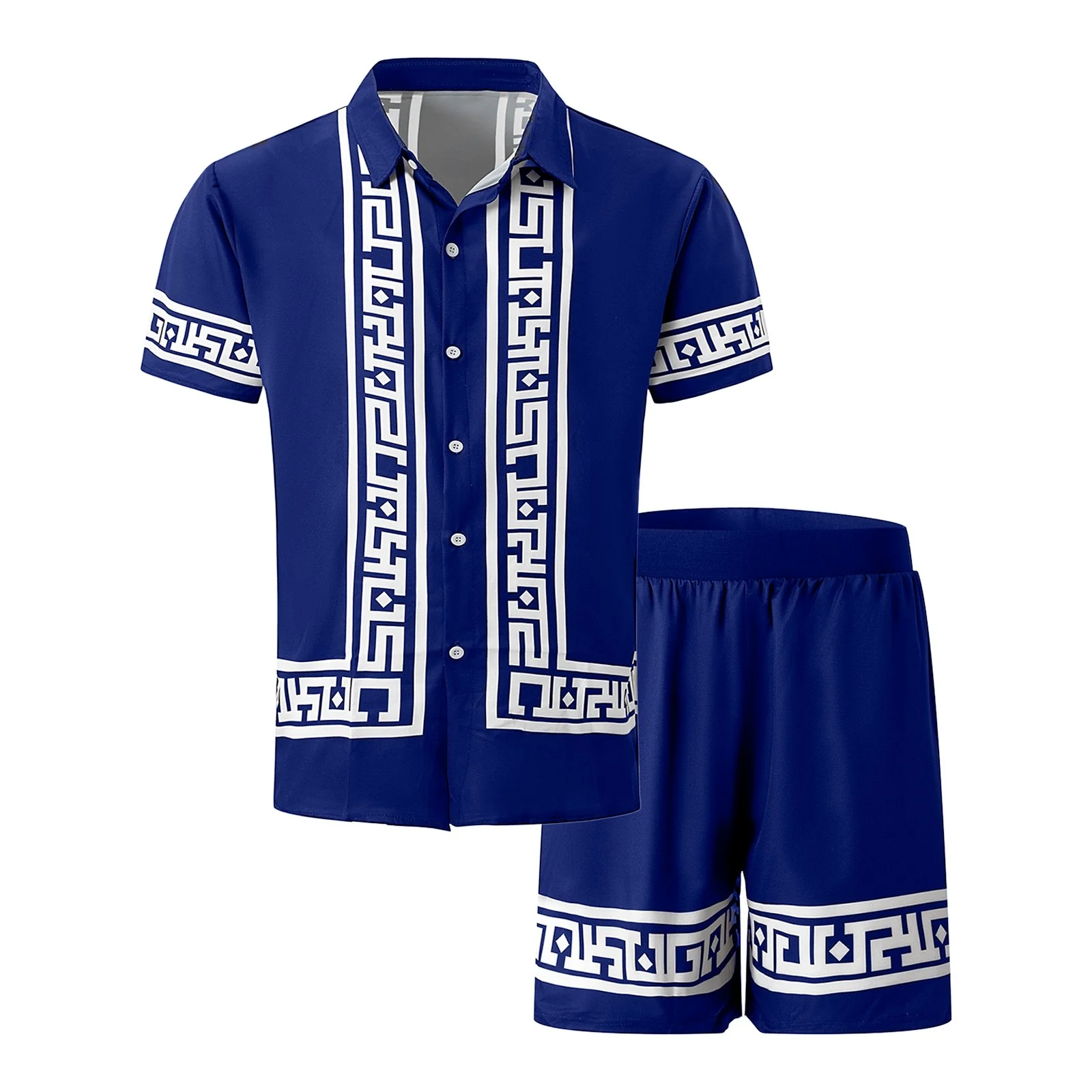 Men Summer Fashion Suit Leisure Printed Suit Beach Shirt Short Casual Loose Suit Mens Christmas Suits Suit with Tie Suit Fashion Suits for Men 3 Pieces Mens Suit Garment Bag Cobalt Tuxedo Set Suits