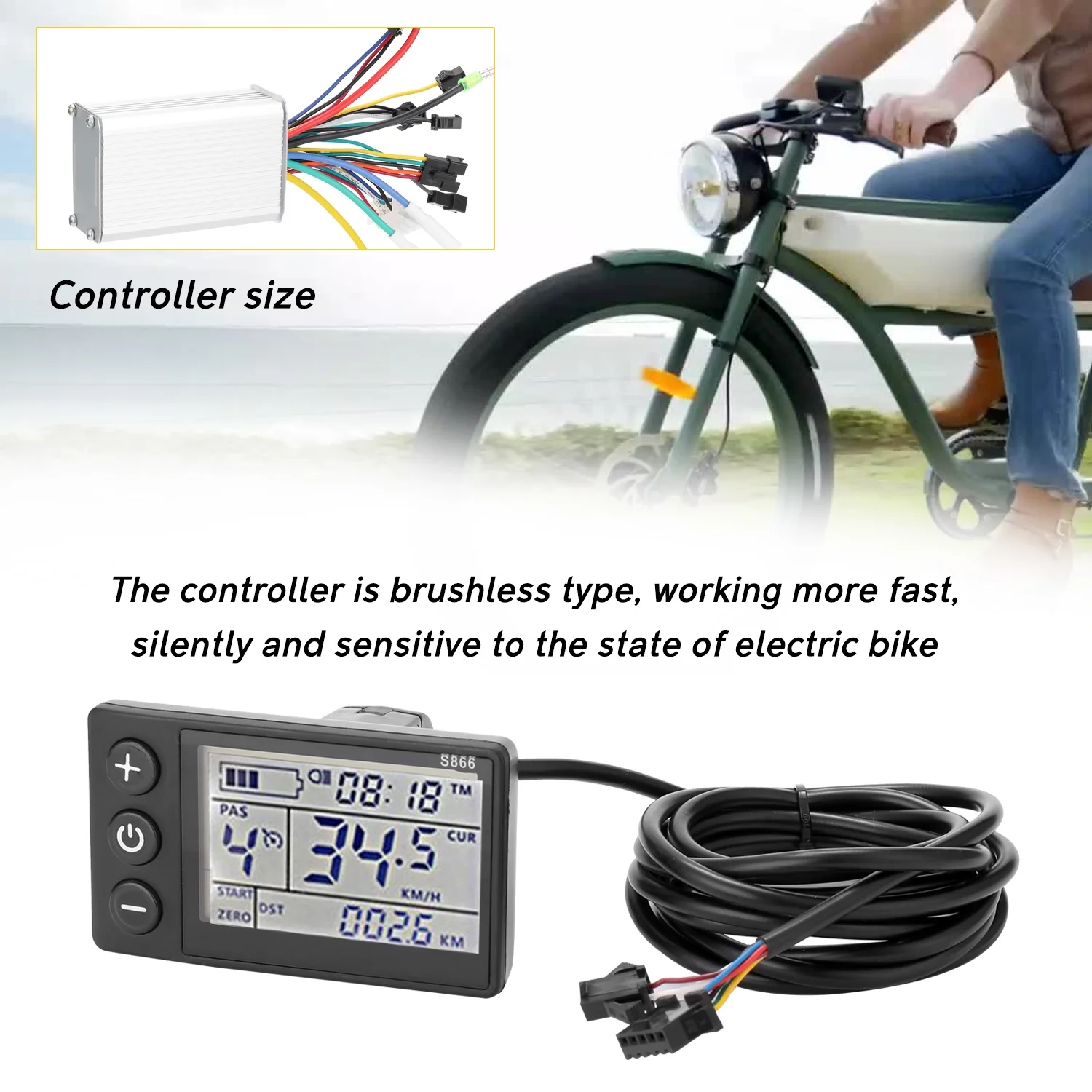 Nebublu Electric Bike Controller 24V-48V/36V-60V - High-performance Brushless E-bike Controller with LCD Display