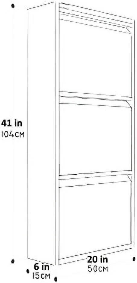 JDZHAPPYLIFE Shoe  Cabinet -3 Drawer 20" Metal Wall Mountable Shoe  for Entryway with No Assembly - Shoe Cabinet for Entryway Slim - 2-3 Pair per Tier (Black)