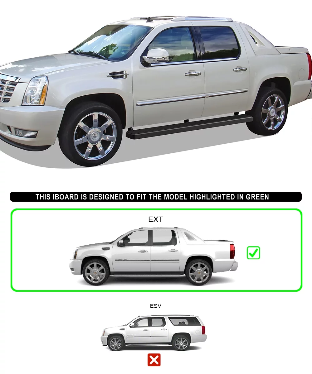 APS iBoard Running Boards 5 inches Matte Black Compatible with Cadillac Escalade EXT 2002-2013 (Nerf Bars Side Steps Side Bars)