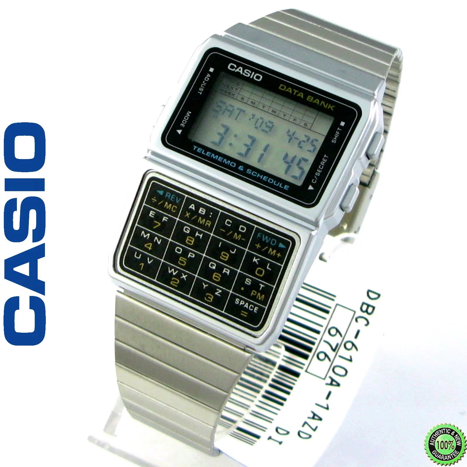 DBC610A-1A Men's Vintage Stainless Steel Band 50 Telememo Calculator Watch