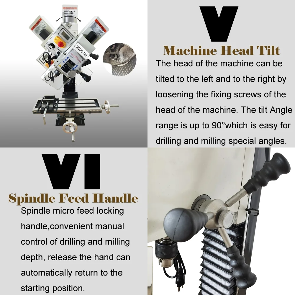 EQCOTWEA Brushless Precision Milling and Drilling Machine Benchtop Horizontal Lathe