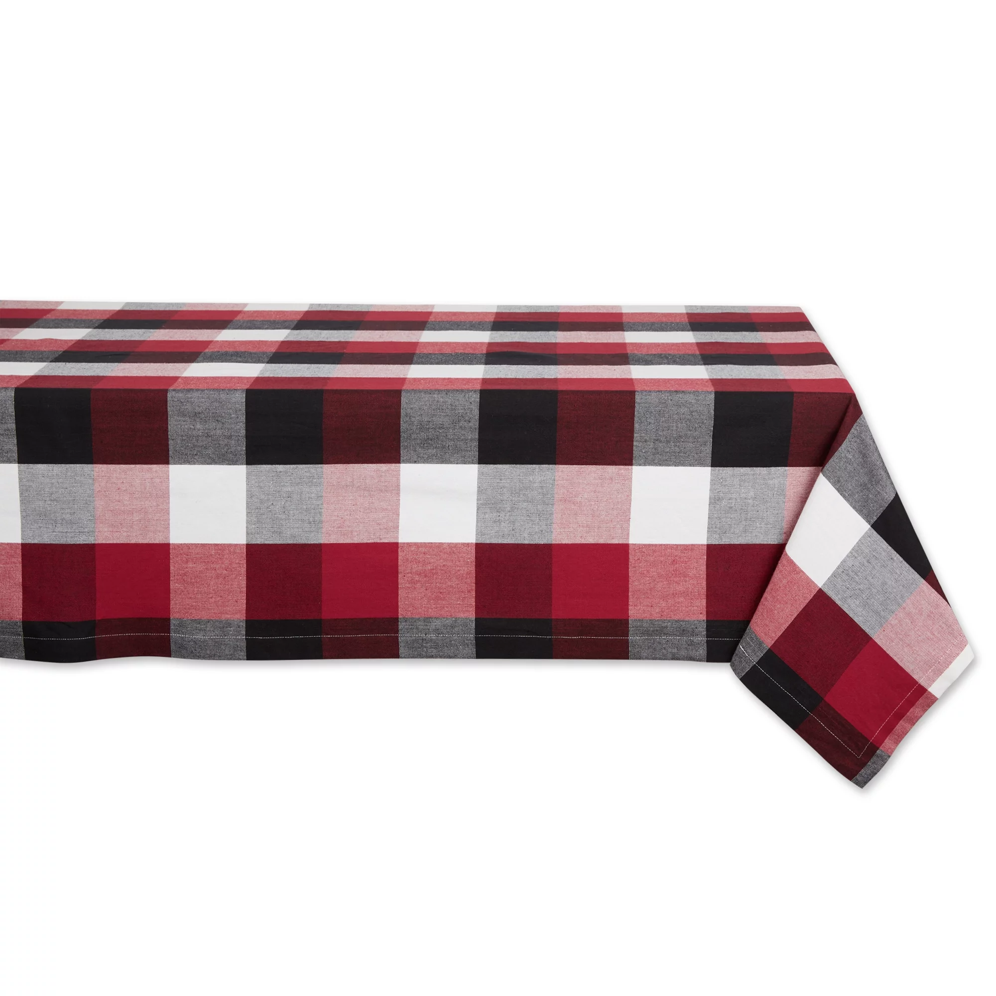 DII Cardinal Red Multi-Color Check Cotton Tablecloth 60x104