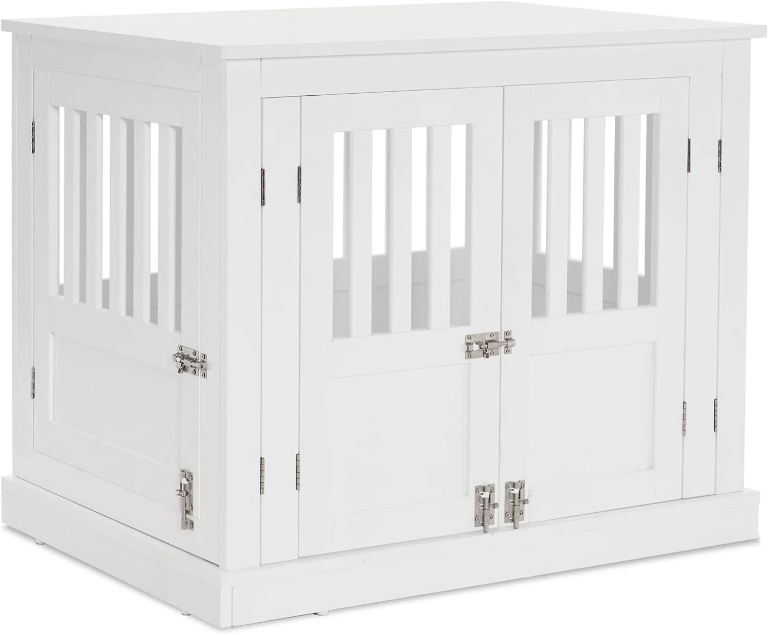Furniture Dog Crate End Table, Wooden Dog Kennel With Double Doors, Dog House For Small Medium Dog Indoor Use, 0666 (White)