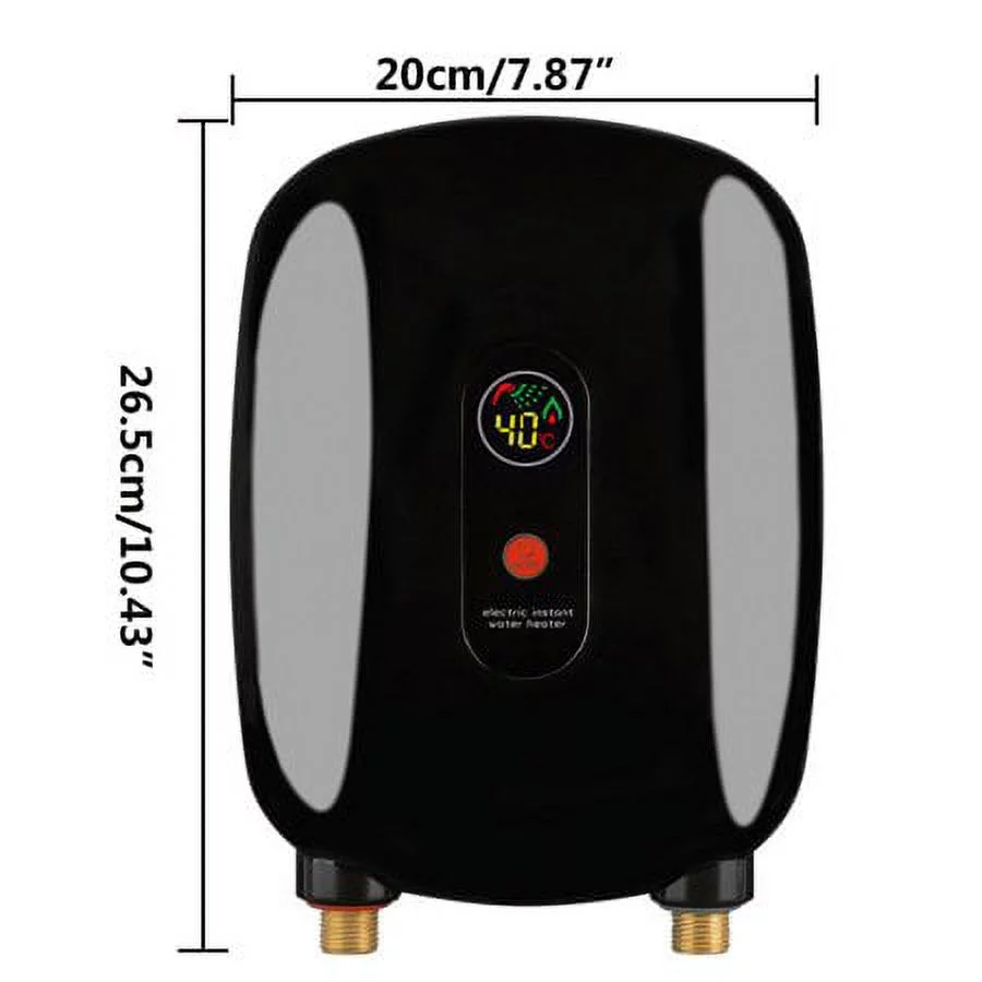 SHZICMY 3000w Electric Instant Hot Water Heater Mini Tankless Heater Kitchen 68-126&reg;F Ipx4 110v Black/Gold
