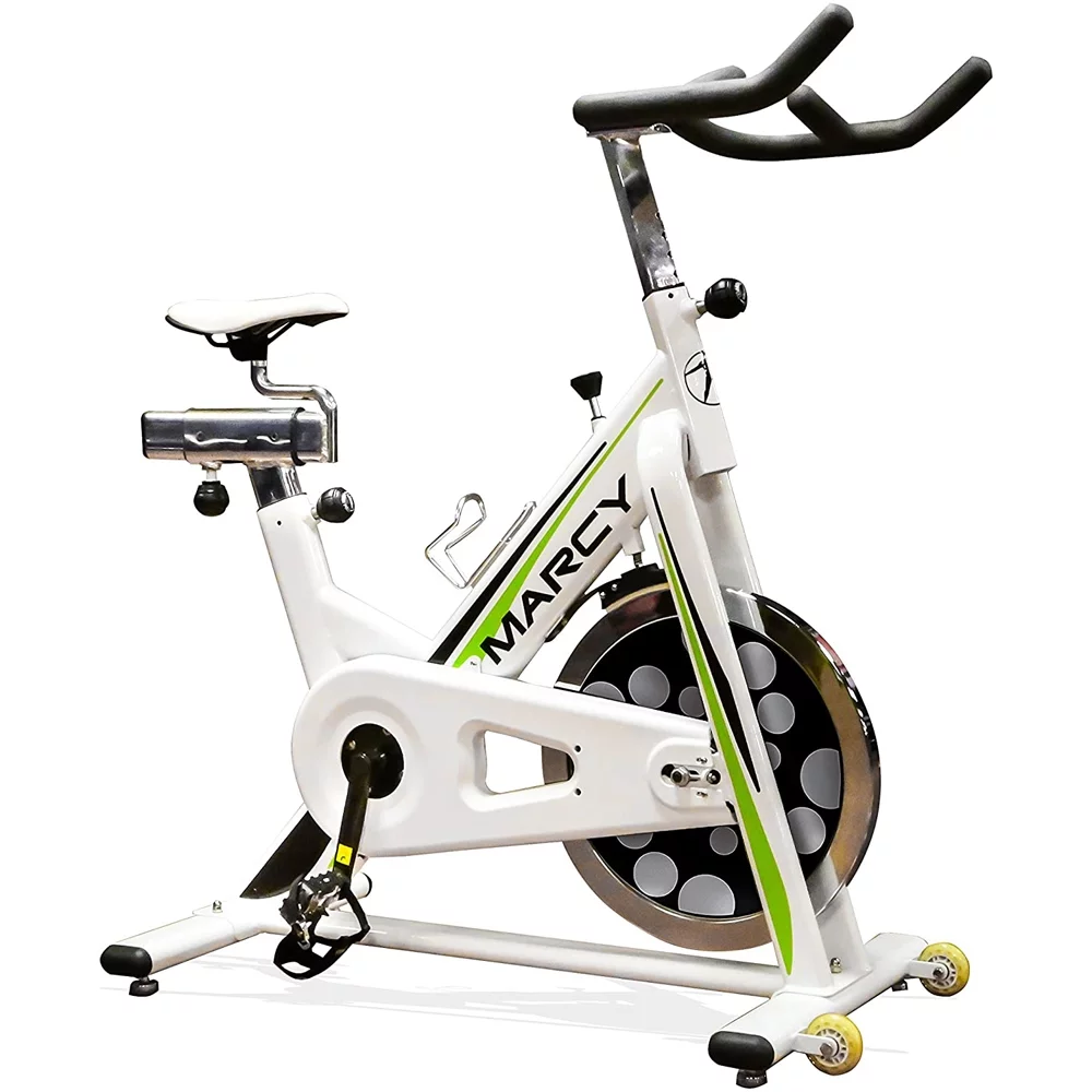 Marcy NSP-122 Deluxe Club Revolution Cycle - White/Green Bundle with Sealy Personal Deep Tissue Muscle Massager and Bonus Fitness & Wellness Suite