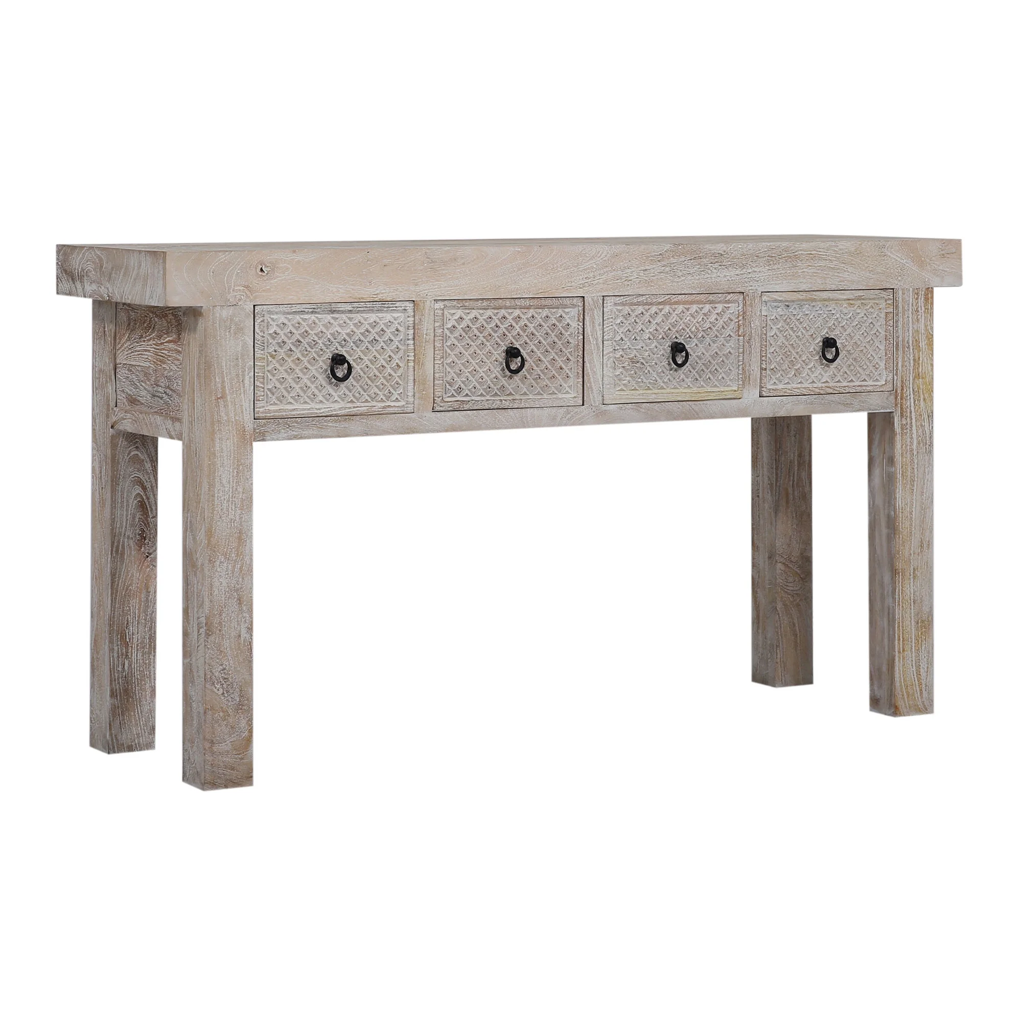 Maven Lane Veena Handmade Heritage Wooden Console Table, Distress Natural Finish