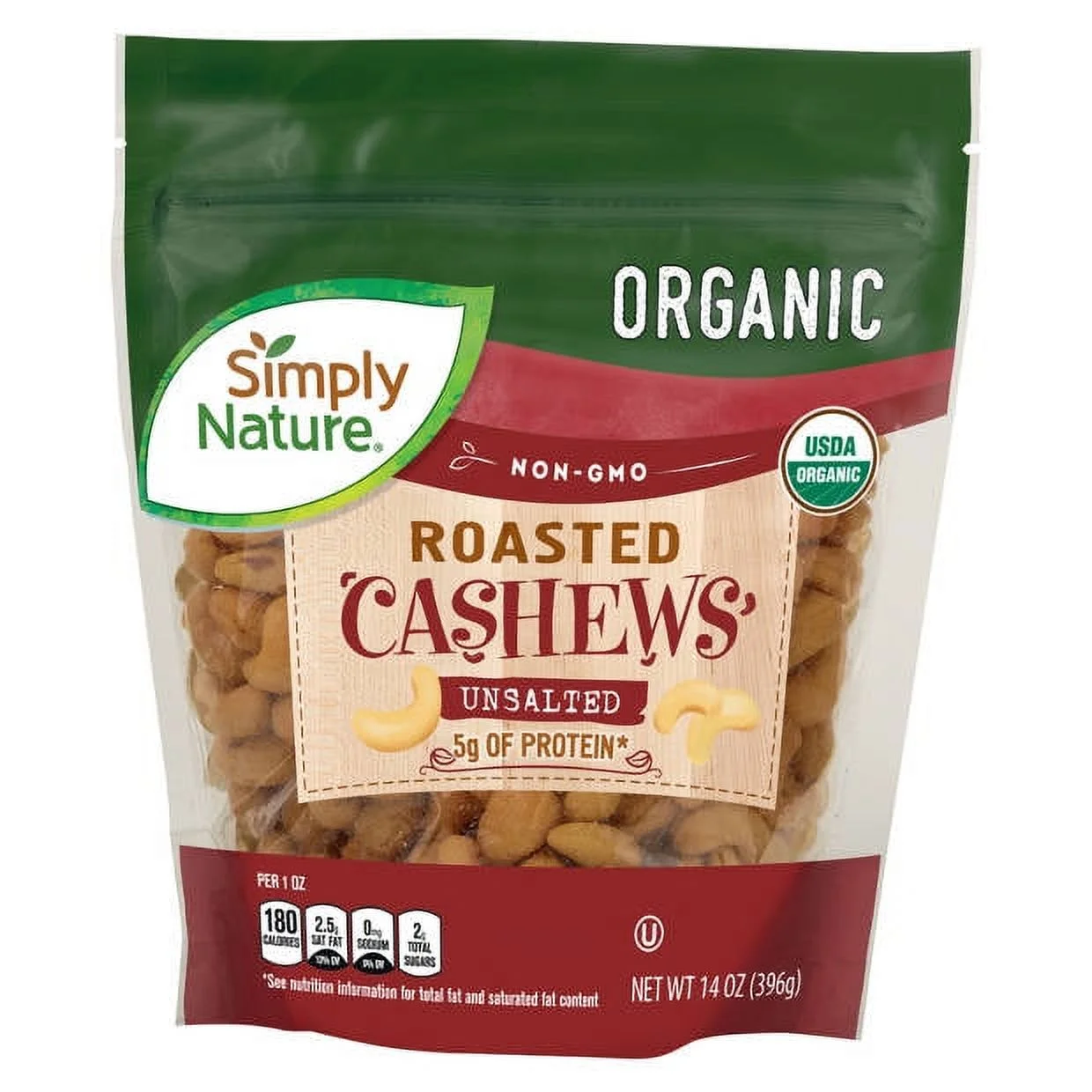 Organic Raw Unsalted Cashews, 14 oz