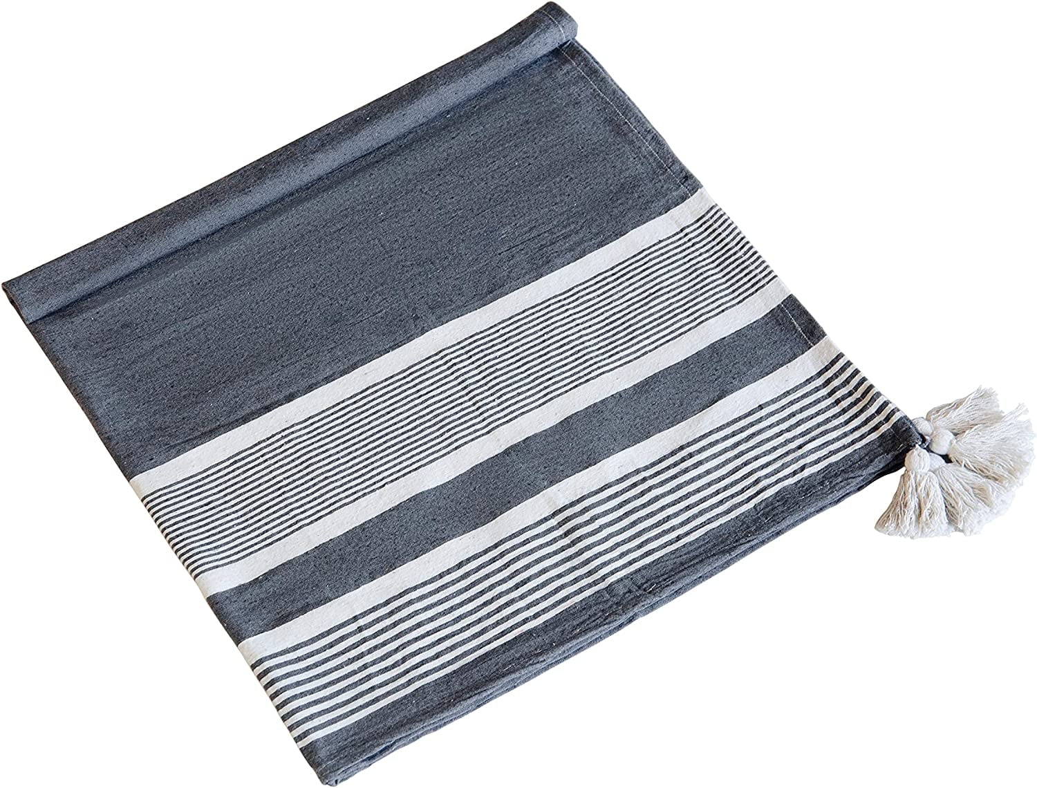 A&B Home Throw Blanket - Black and White Stripe Woven Cotton Blend Blanket, 50