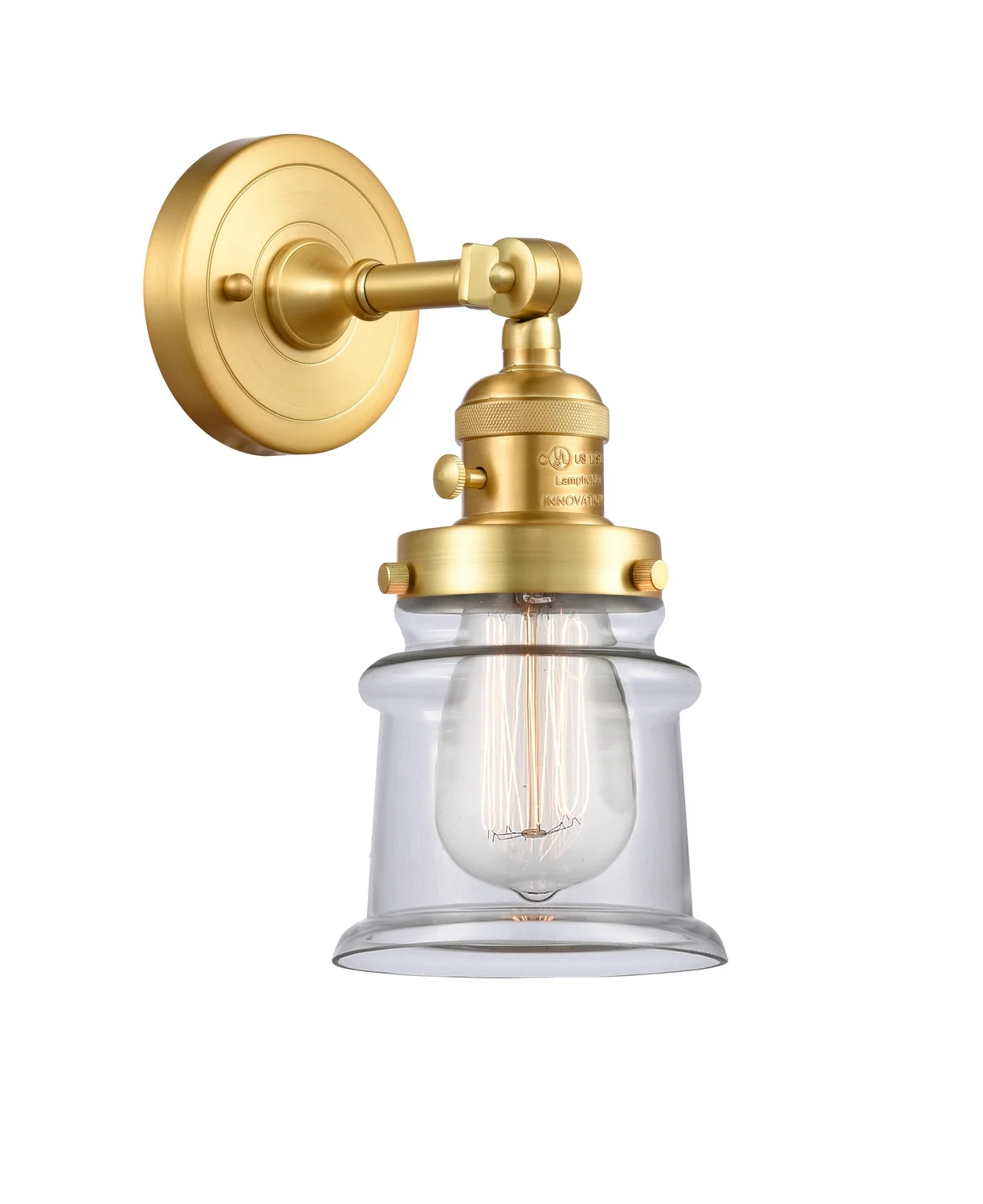 Innovations 203SW-SG-G182S Small Canton 1 Light Sconce part of the Franklin Restoration Collection, Satin Gold