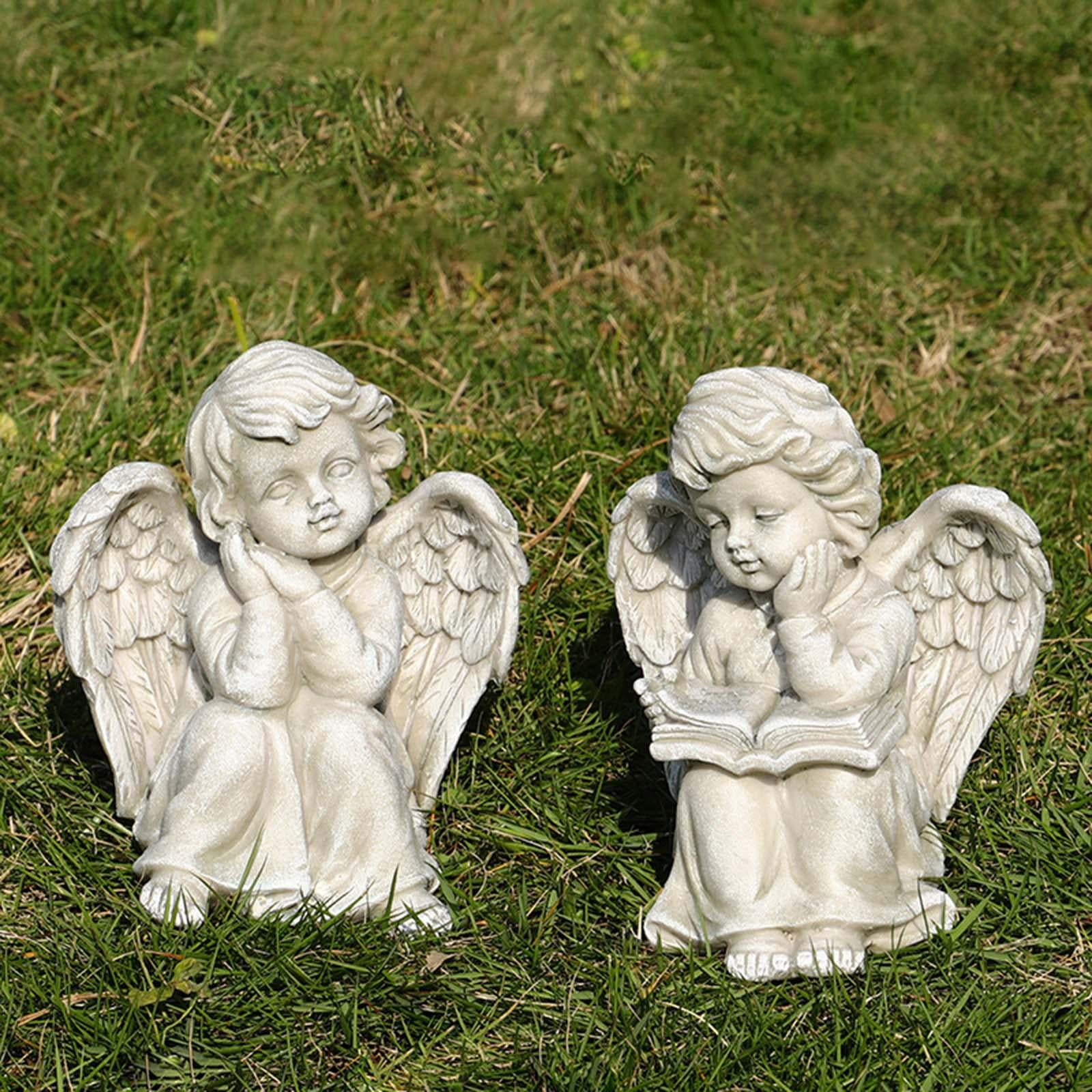 Adorable Angel Figurine Backyard Sculpture Patio Sculpture Garden Statue for