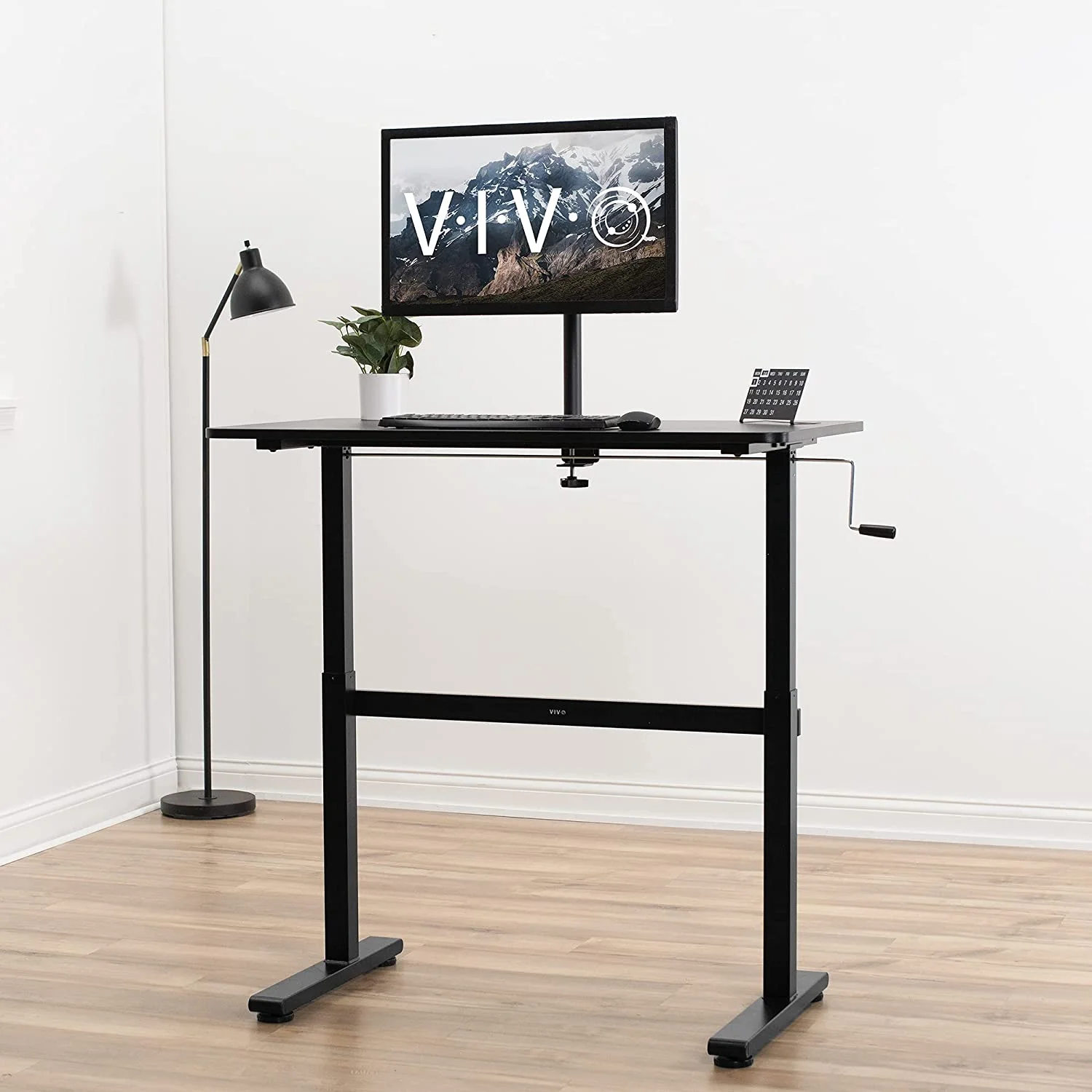 Standing Desk with Frame and Solid One-Piece Table Top, Height Adjustable, 43 x 24 inch