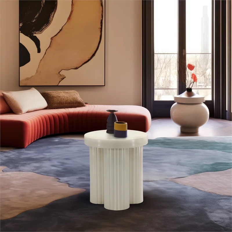 Meridian Furniture Rhodes Contemporary Metal End Table in Cream