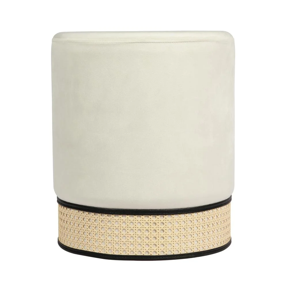 Ivy Cream Velvet Ottoman