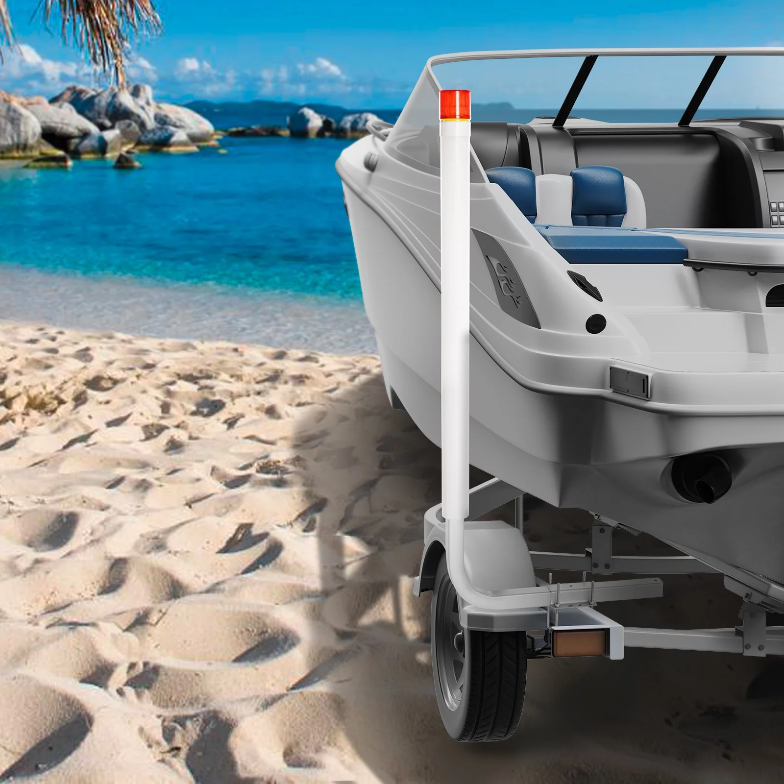 SKYSHALO Boat Trailer Guide 62” Galvanized with PVC Poles & LED Lamp for Sailboat