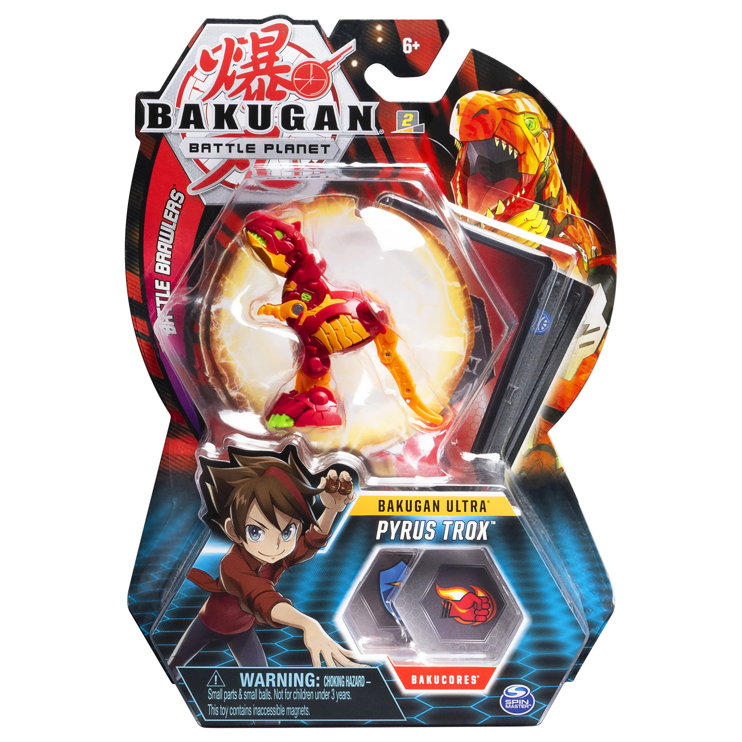 Bakugan Ultra, Pyrus Trox, 3-inch Collectible Action Figure and Trading Card, for Ages 6 and Up