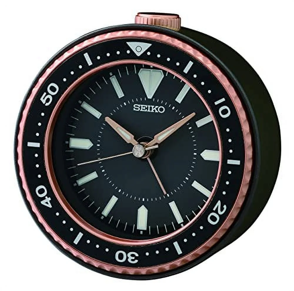 Seiko Mai Heritage Alarm Clock, Metallic Black & Gold