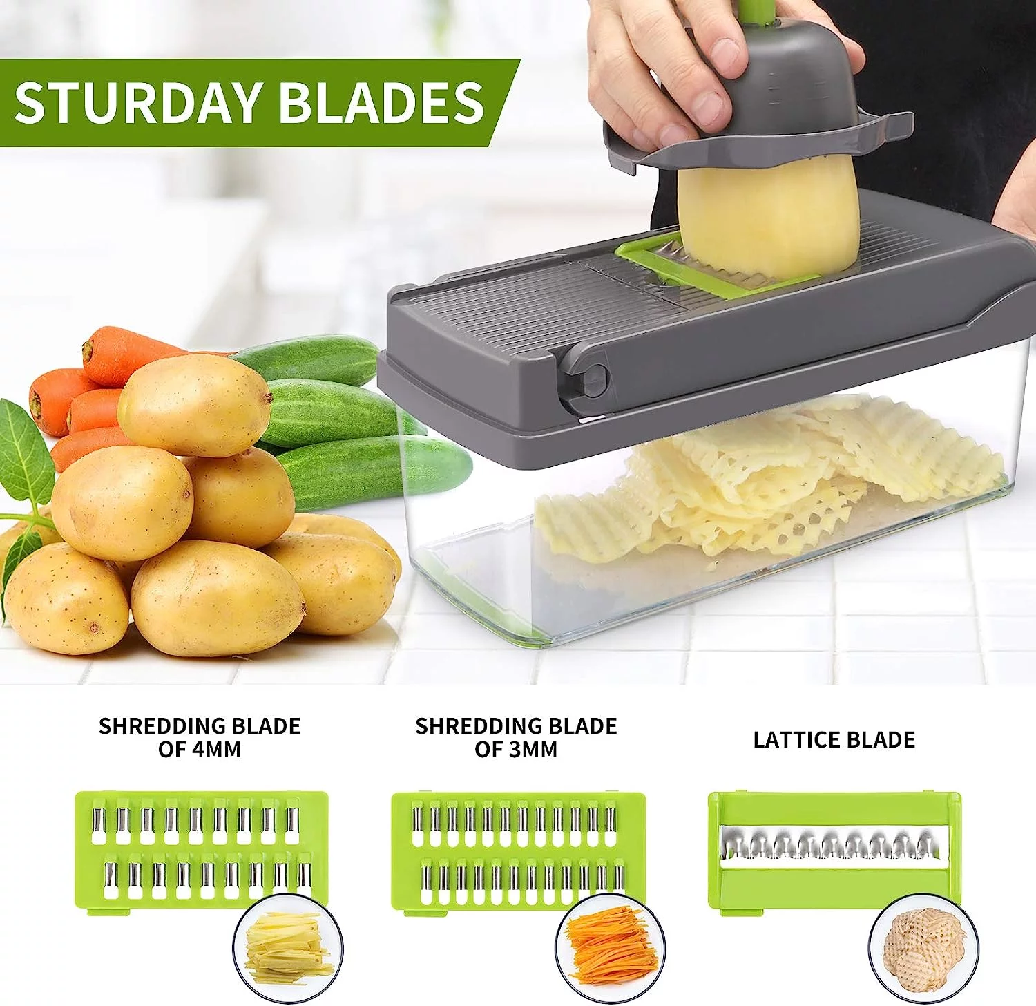 Vegetable Chopper,Multifunctional 17 in 1 Food Chopper,Veggie Chopper with Container,Pro Onion Chopper,Potato Slicer,Kitchen Cutter Slicer Dice