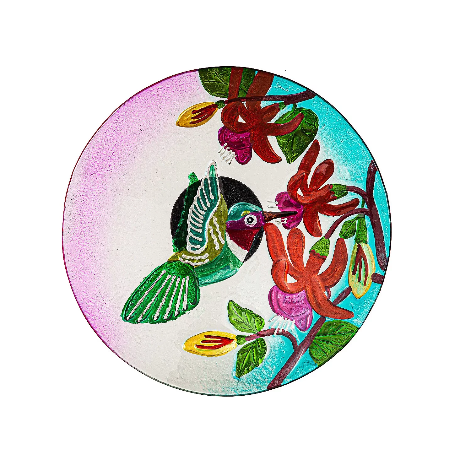 Evergreen Hummingbird Flutter Glass Stake Birdbath