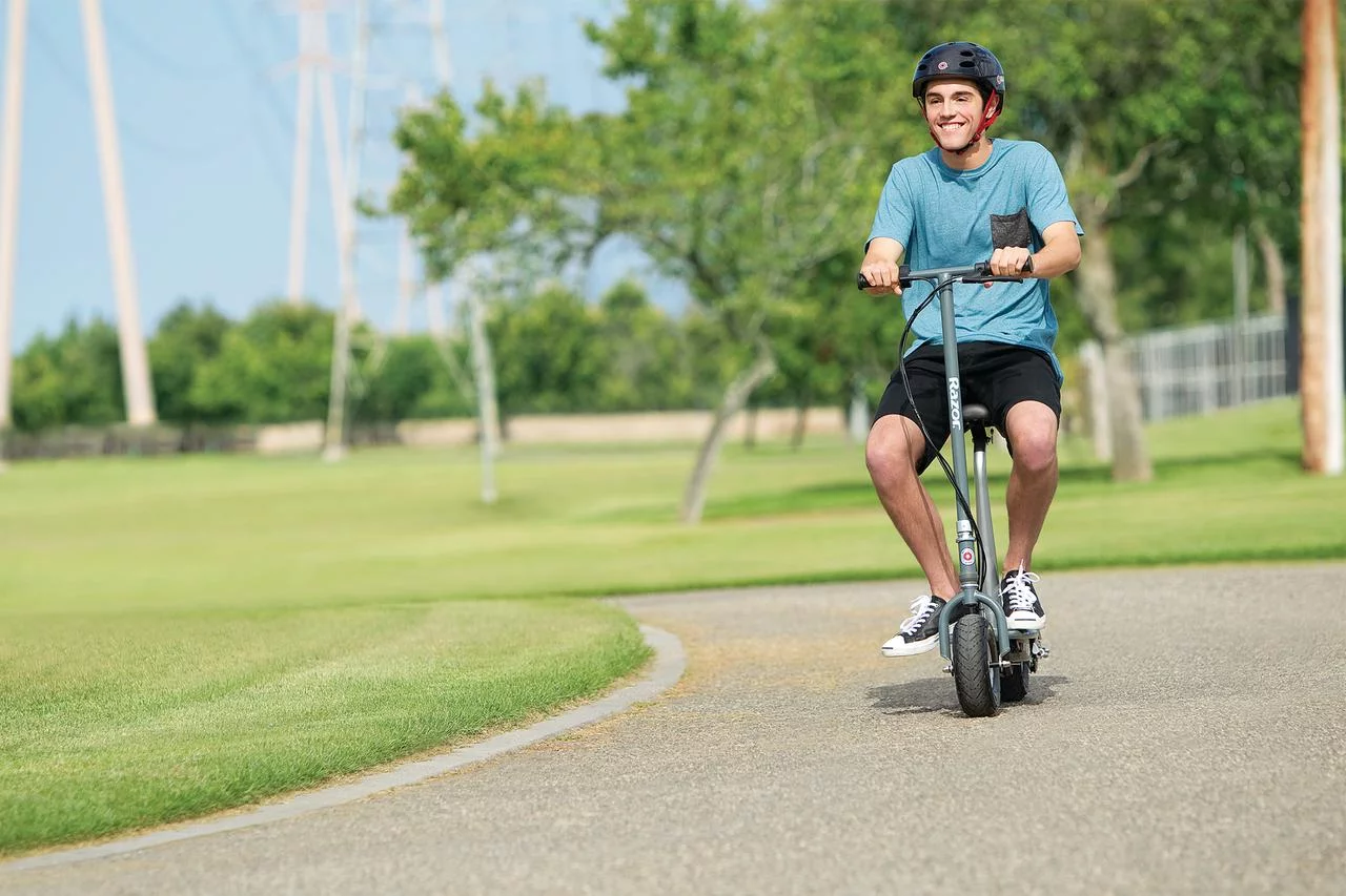 Razor E300S 24V Seated Electric Scooter - Gray, up to 15 mph, for Teen and Adult up to 220 lbs