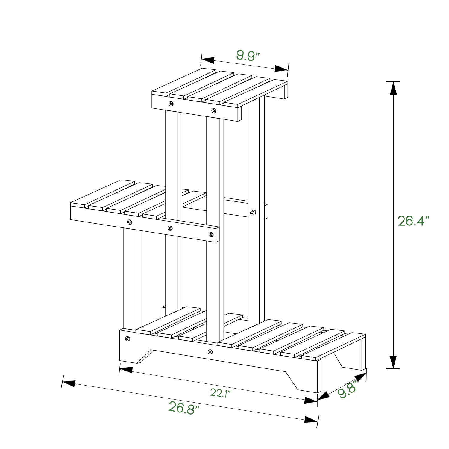 MoNiBloom Wood 3 Tiers Plant Stand, Flower Storage Shelf Rack, Carbonized, for Garden