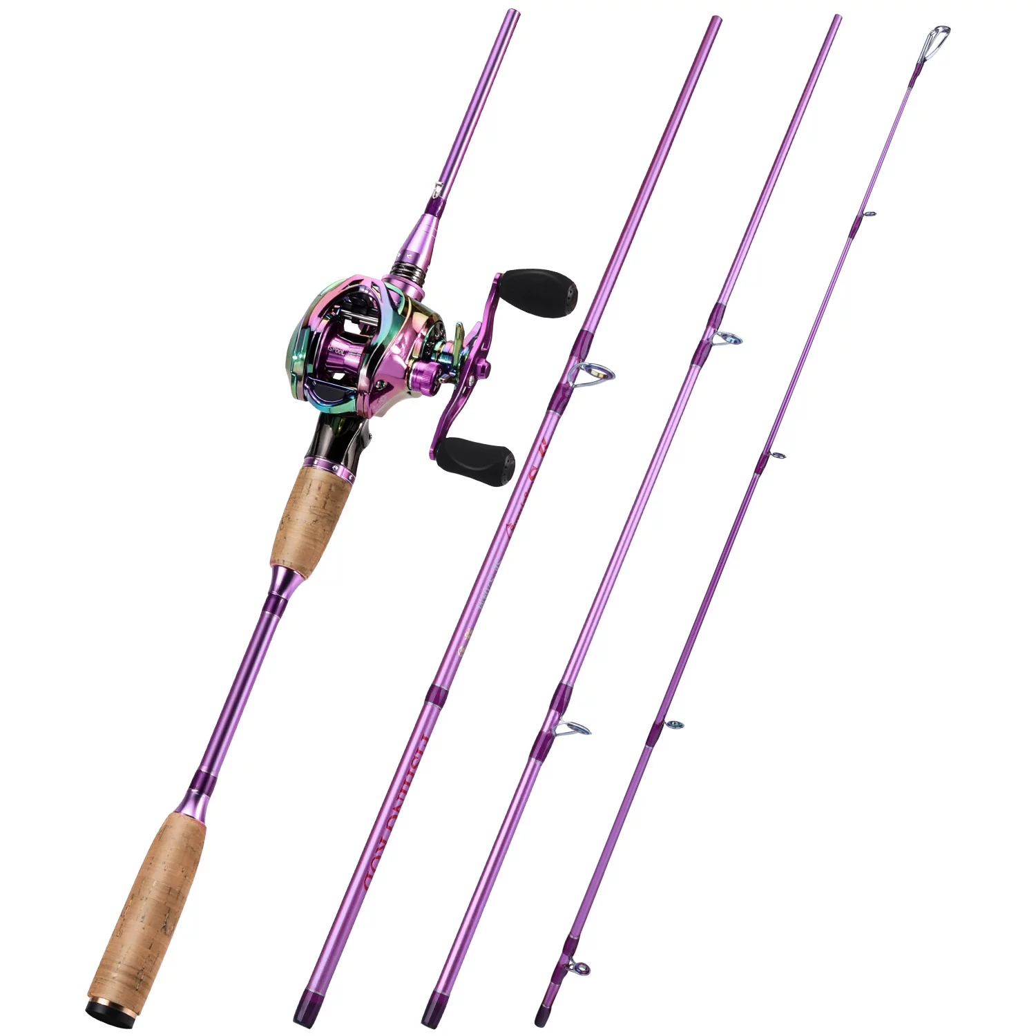 Sougayilang Spinning/Casting Fishing Rod and Reel Combo Carbon Fiber Protable 4 Piece Fishing Pole Set