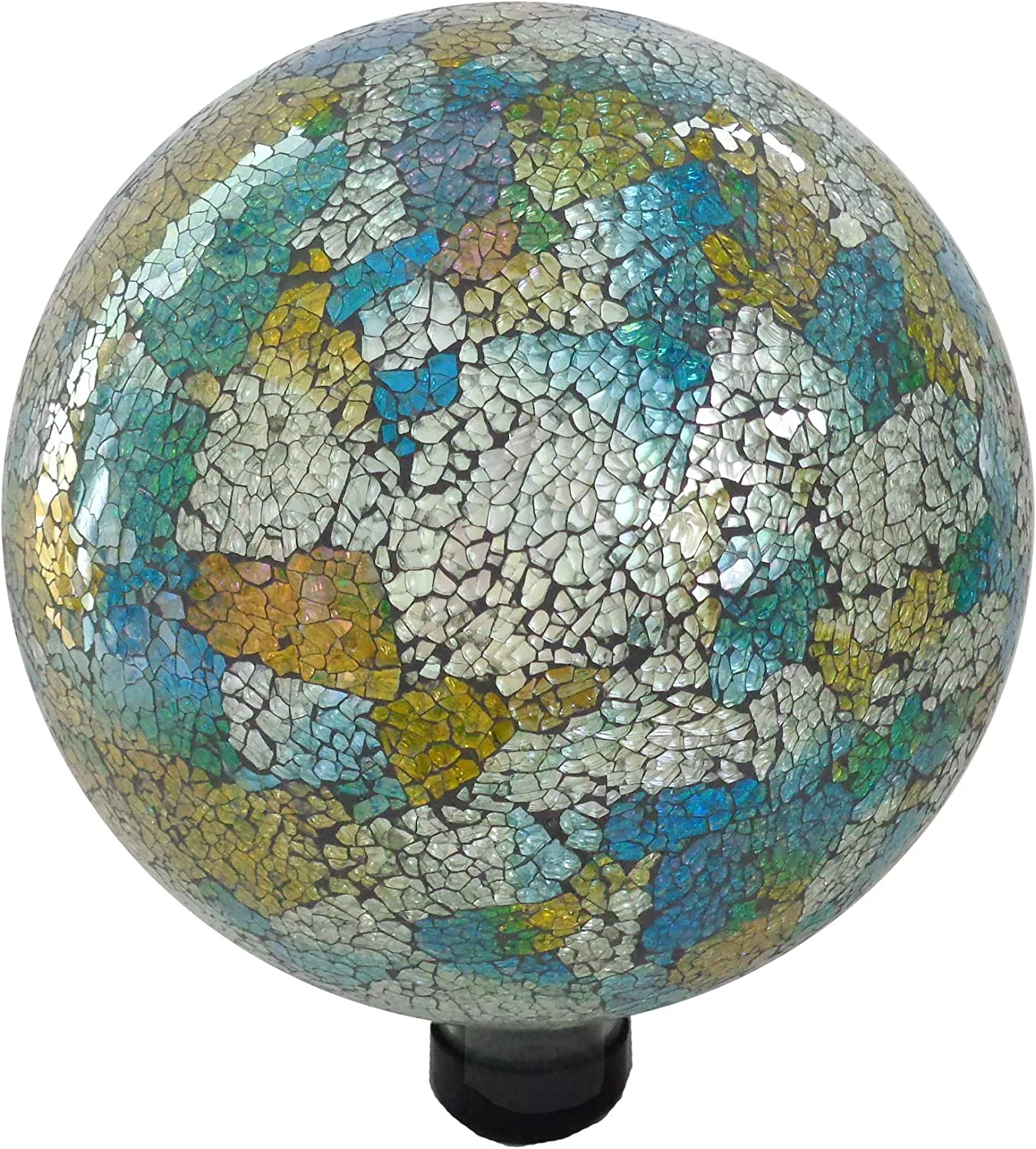 Gardener Select (16BFG06 Mosaic Glass Gazing Globe - Decorative Glass Gazing Globe/Ball/Sphere Lawn Ornament for Gardens (10 Inch, Blue/Yellow)