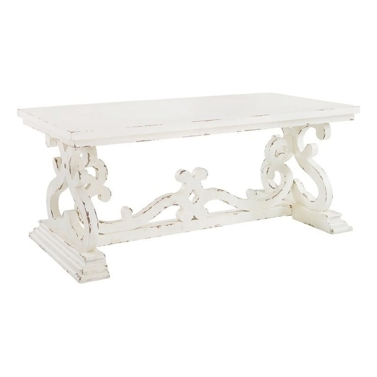 Home Square 2-Piece Set with Coffee Table and End Table in White