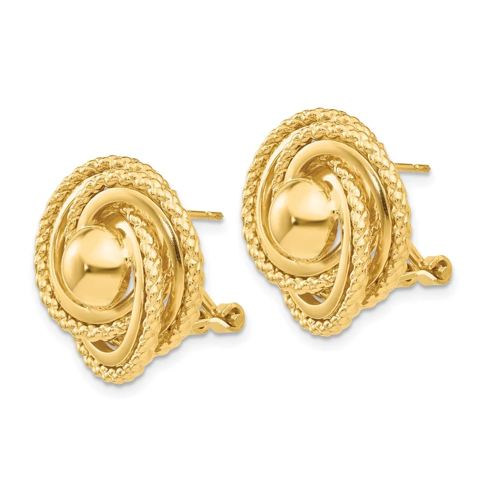Primal Gold 14 Karat Yellow Gold Polished and Twisted Fancy Omega Back Post Earrings