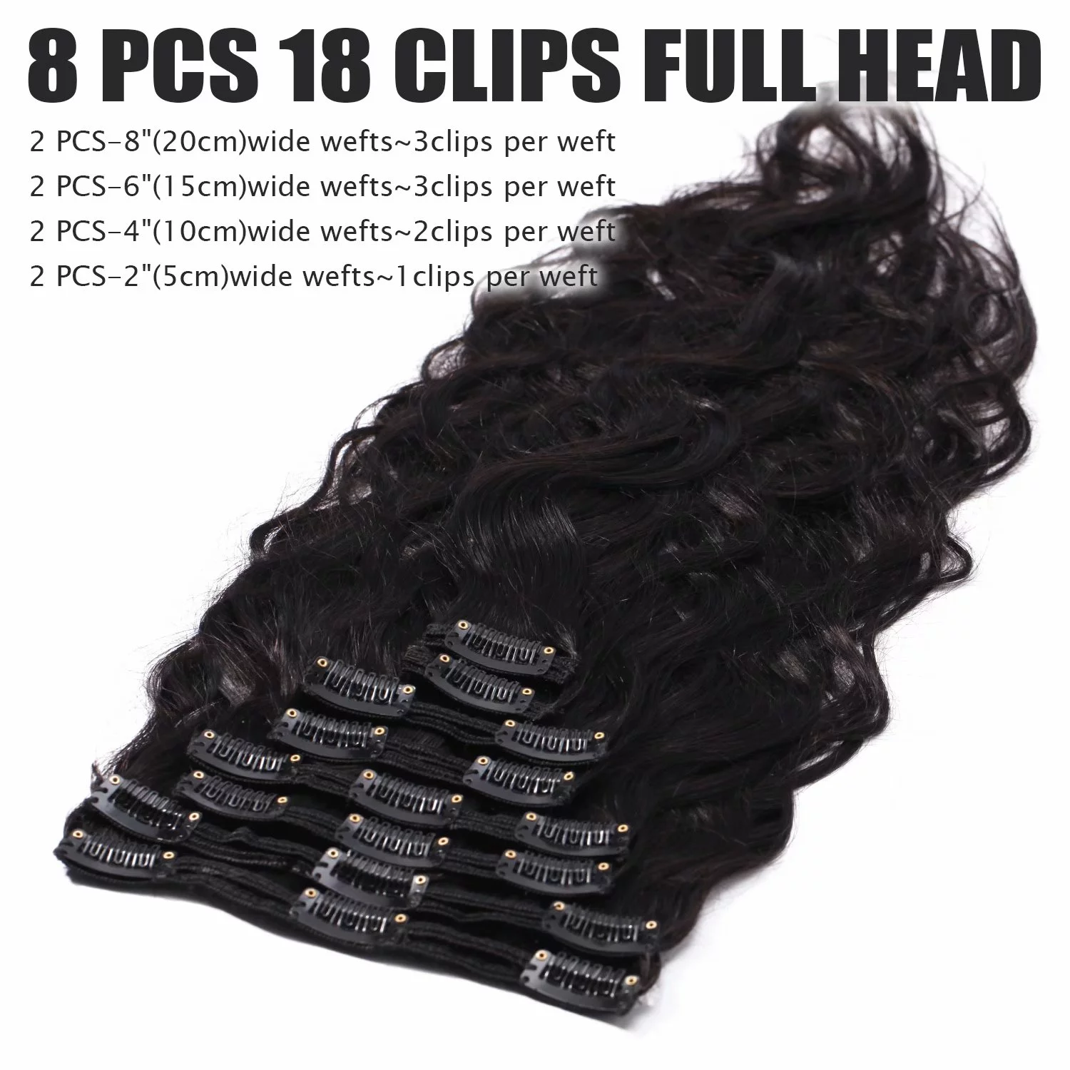 Benehair Clip In 100% Real Remy Human Hair Extensions Double Weft Thick Full Head 18