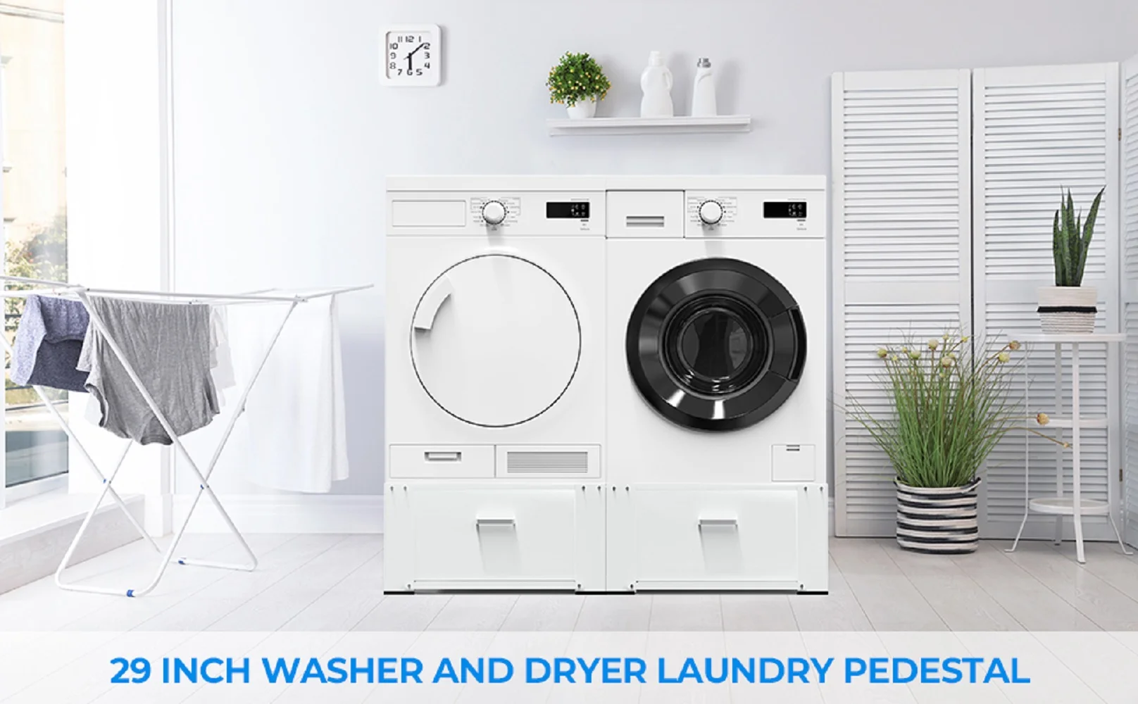 Dual Washing Machine Pedestals with Drawers 350Lb Heavy Duty Matalde 29