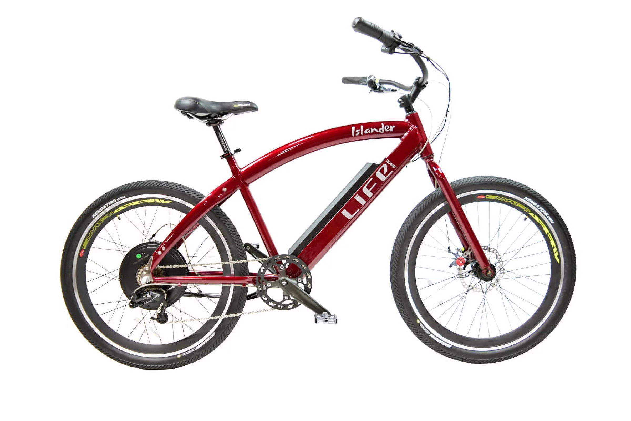 Islander 400 Beach Cruiser Electric Bike - Life EV All-Around Bicycle Burgundy Metallic Color 26