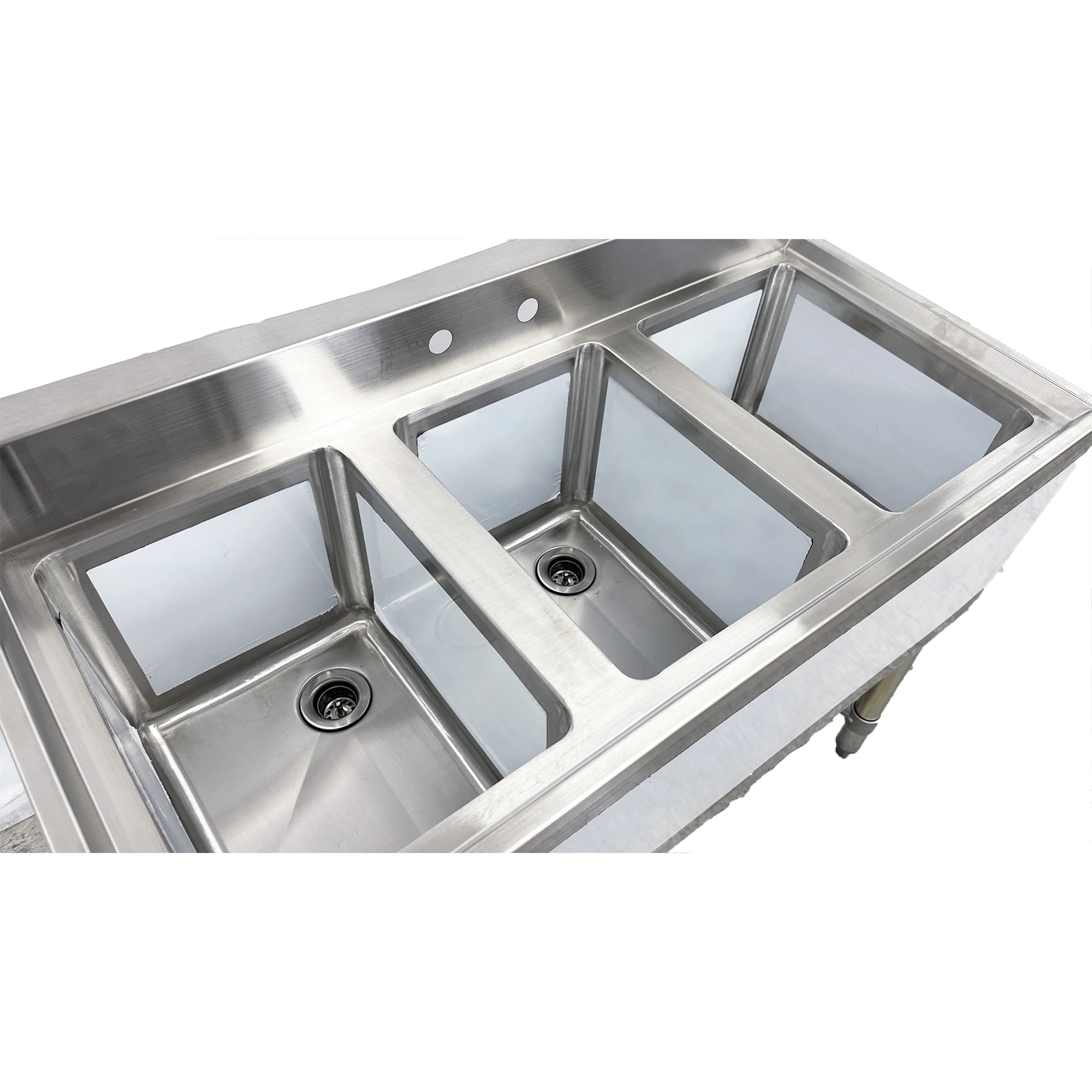 38 in. Commercial Three Compartment Bar Sink with Faucet 38''x18.6''x32.5''