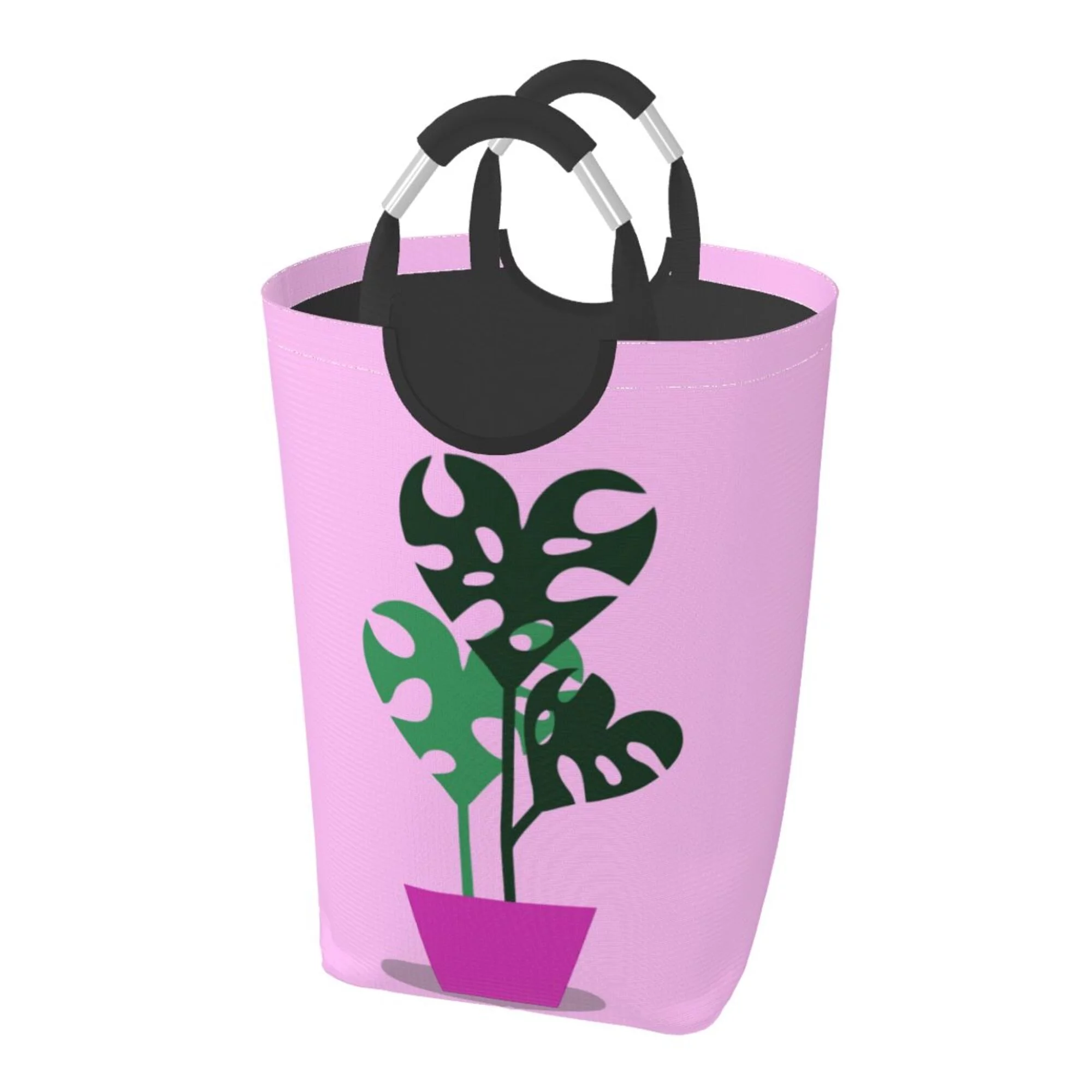 TEQUAN 50L Large Rectangular Laundry Hamper with Aluminum Handles, Boho Love Heart Leaves Prints Waterproof Foldable Dirty Clothes Basket