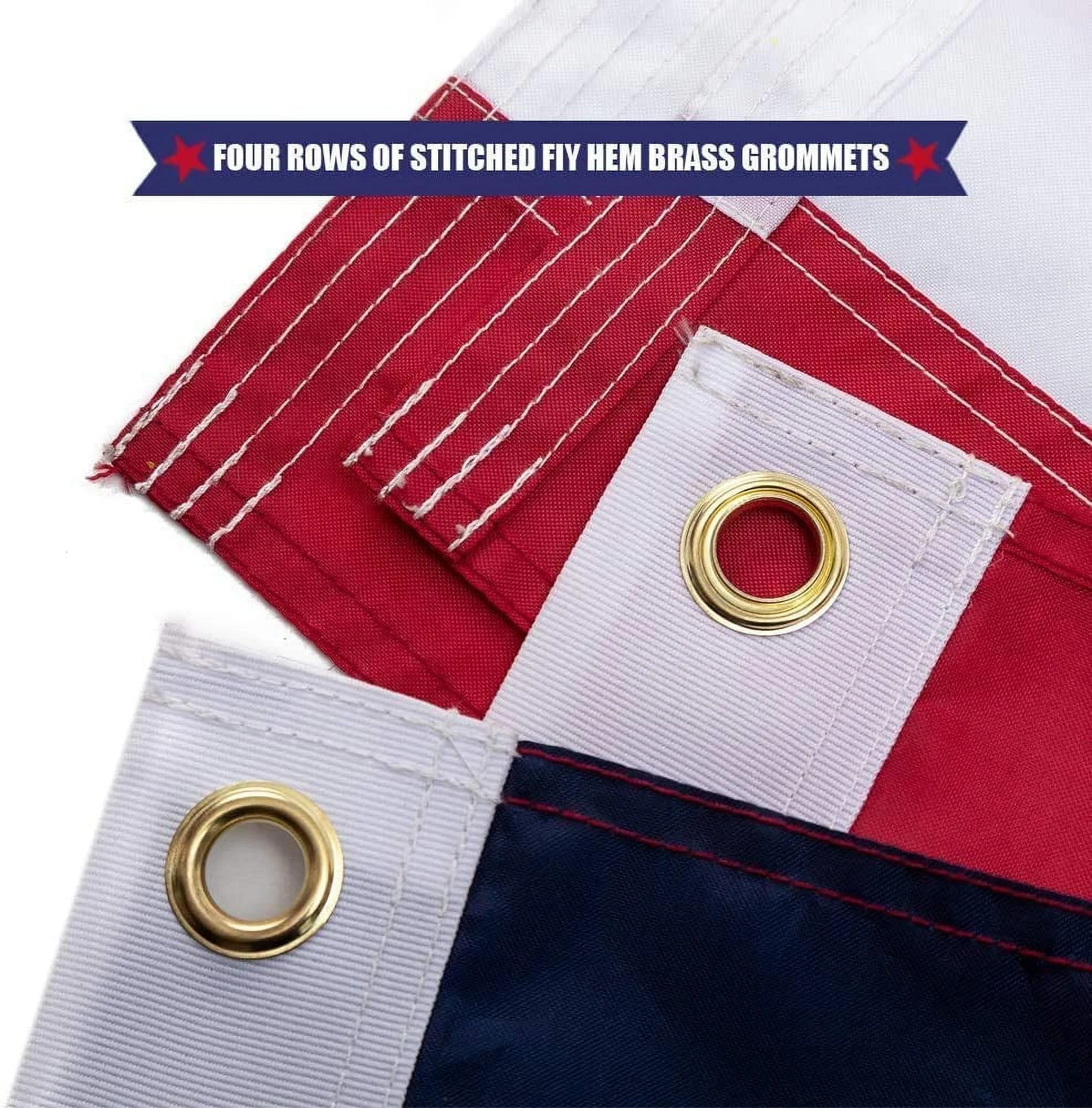 FRF 3' x 5' American Flag USA Heavy duty Nylon US Flags with Embroidered Stars, Sewn Stripes and Brass Grommets 3x5 Feet