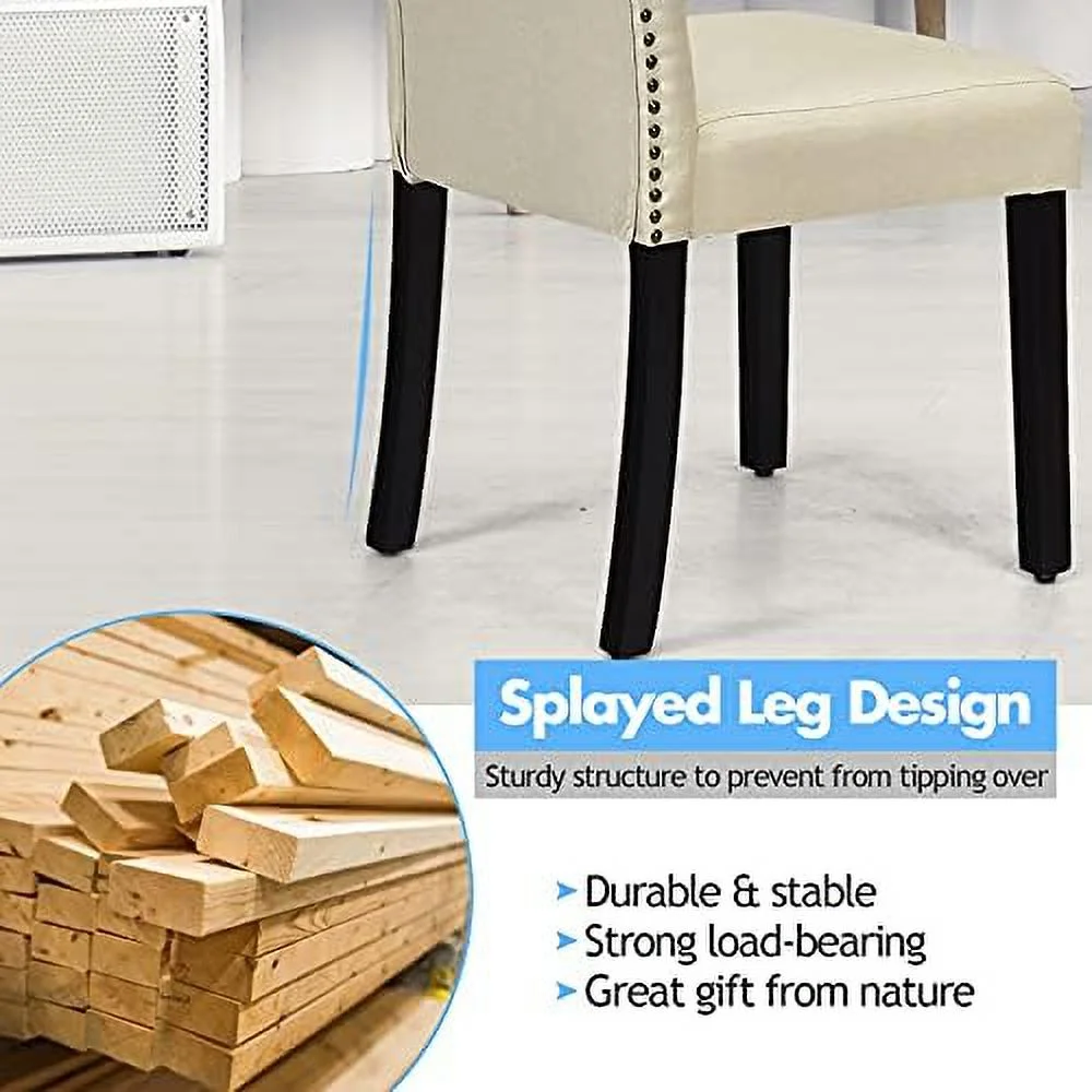 TJUNBOLIFE Fabric Dining Chairs - Classic High Back Kitchen Living Room Chiars with Solid Rubber Wood Legs  Upholstered Padded Chair    Grey