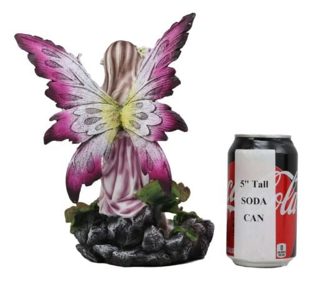 Mysterious Water Lagoon Purple Fairy With Hummingbird Statue 9