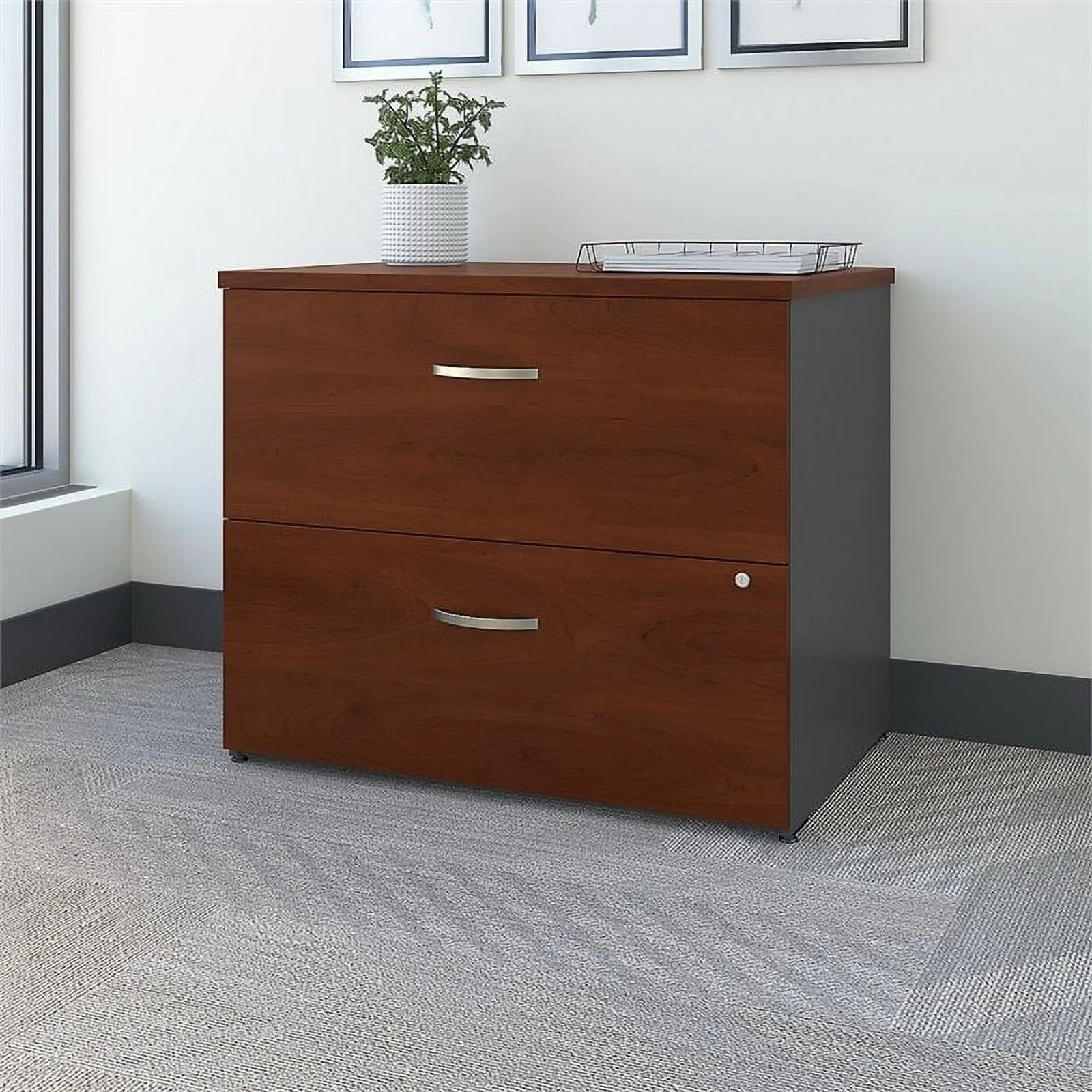 Home Square 2 Piece Wood Filing Cabinet Set with 2 Drawer in Hansen Cherry