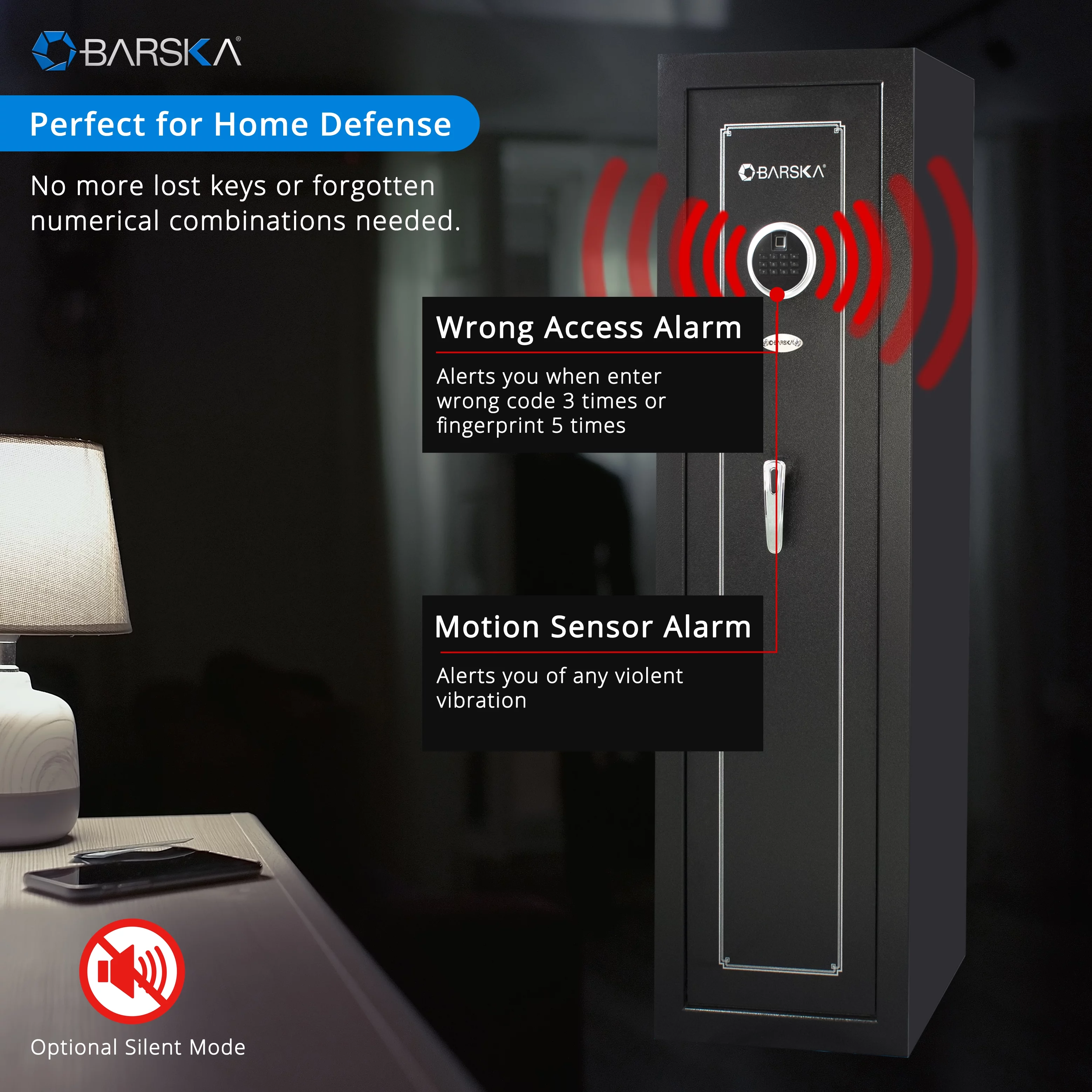 Barska Quick Security Biometric Keypad Rifle Gun Safe AX13646