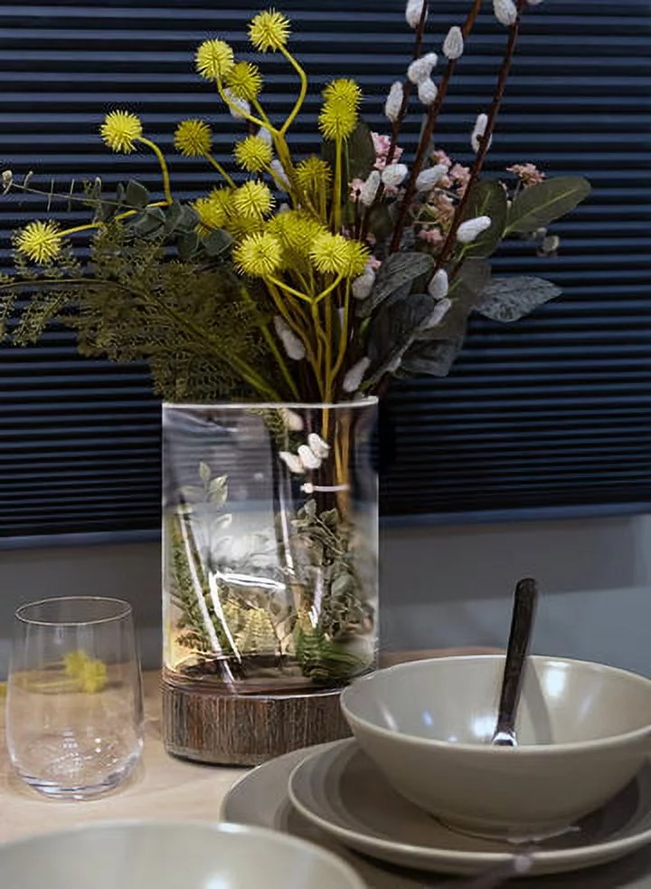 Serene Spaces Living Tall Glass Vase with Wood Base