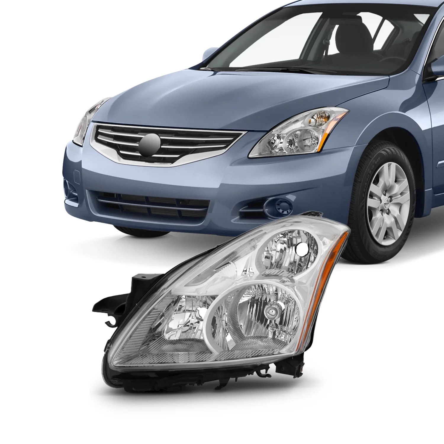 AKKON - For 10-12 Altima 4 Doors Sedan Halogen Type Headlight Front Lamps Driver Left Side Direct Replacement